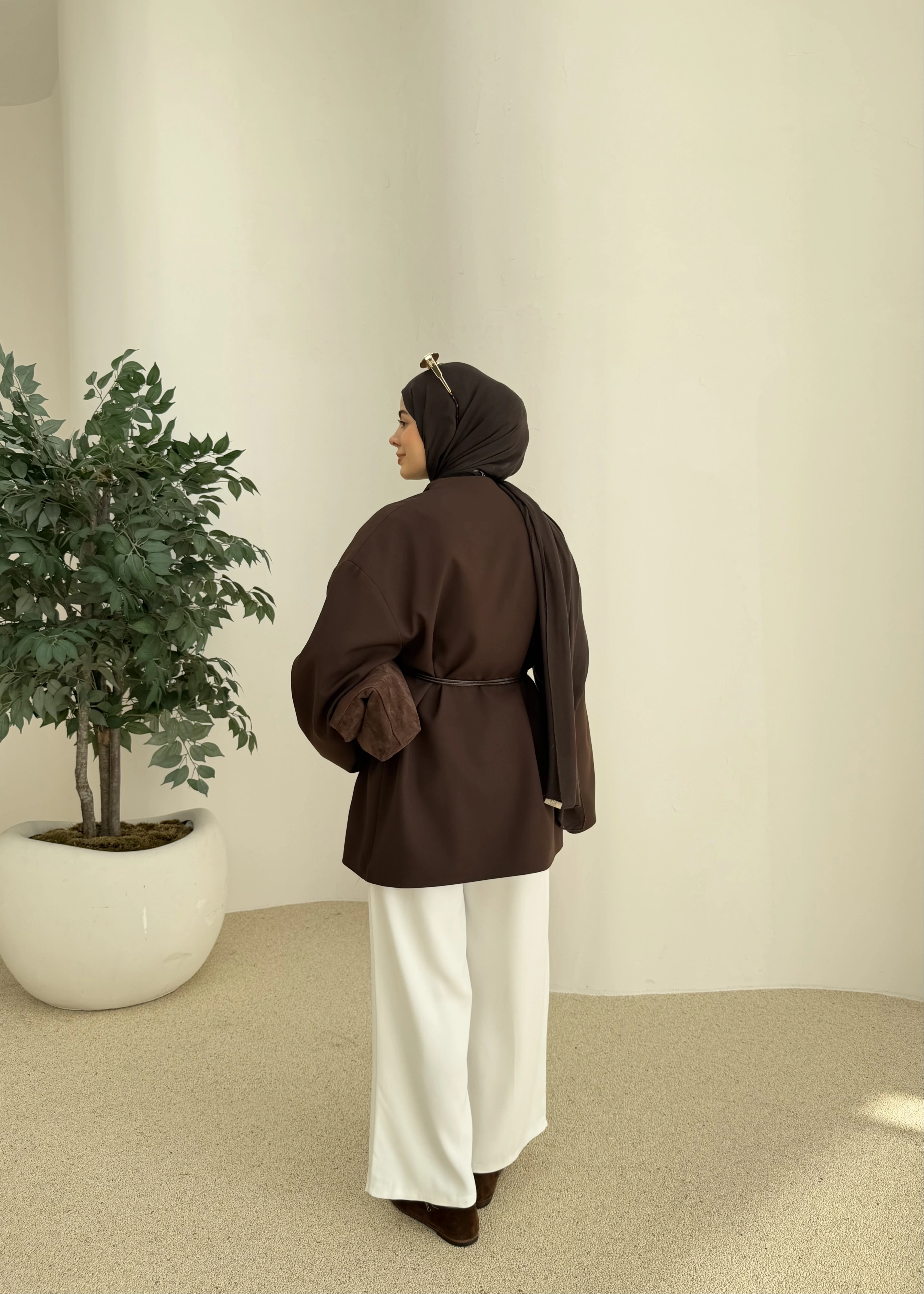 7673 POLEVİSKON CEKET KAHVE