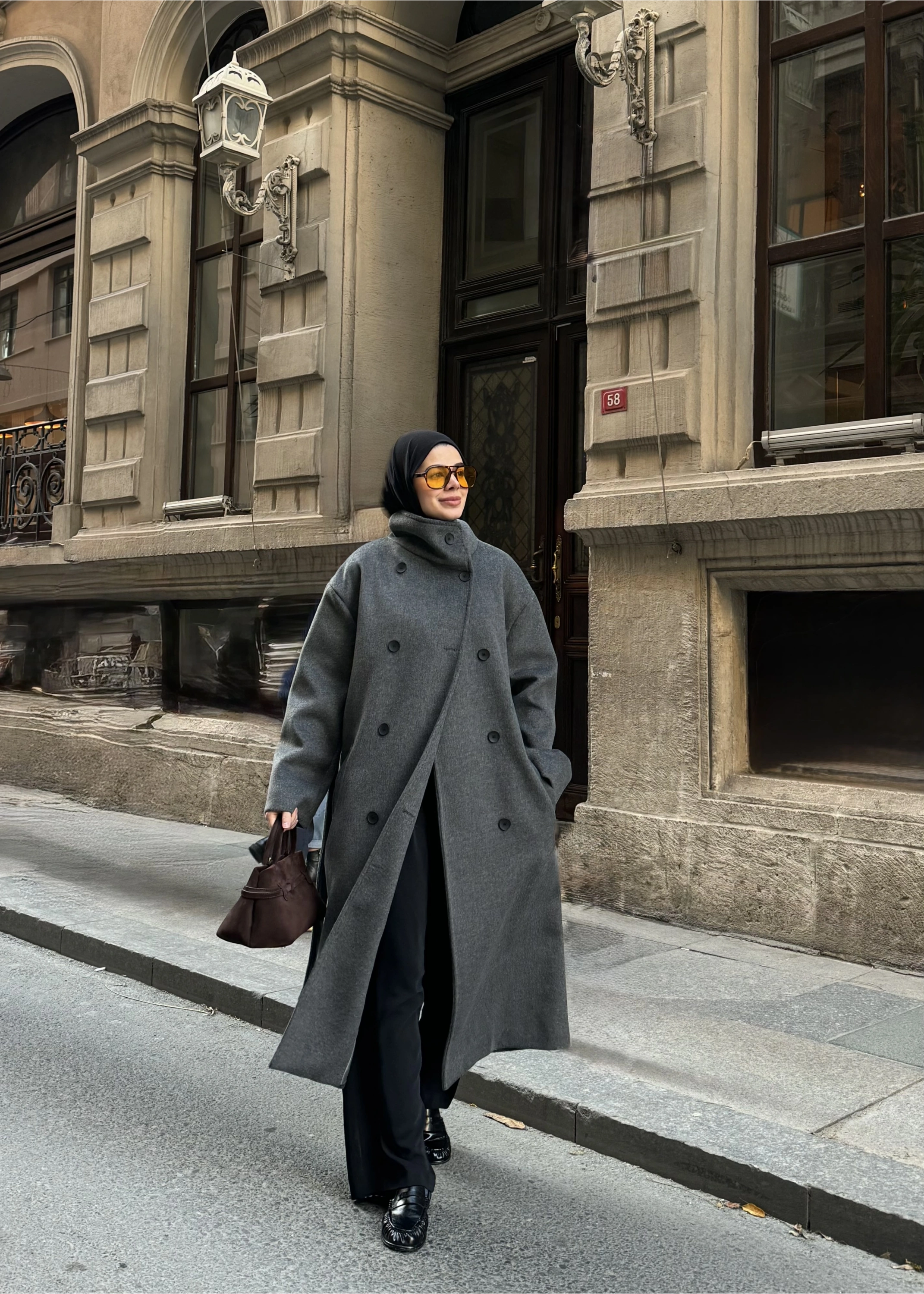 8 DÜĞMELİ ULTRA YAKA KABAN antrasit