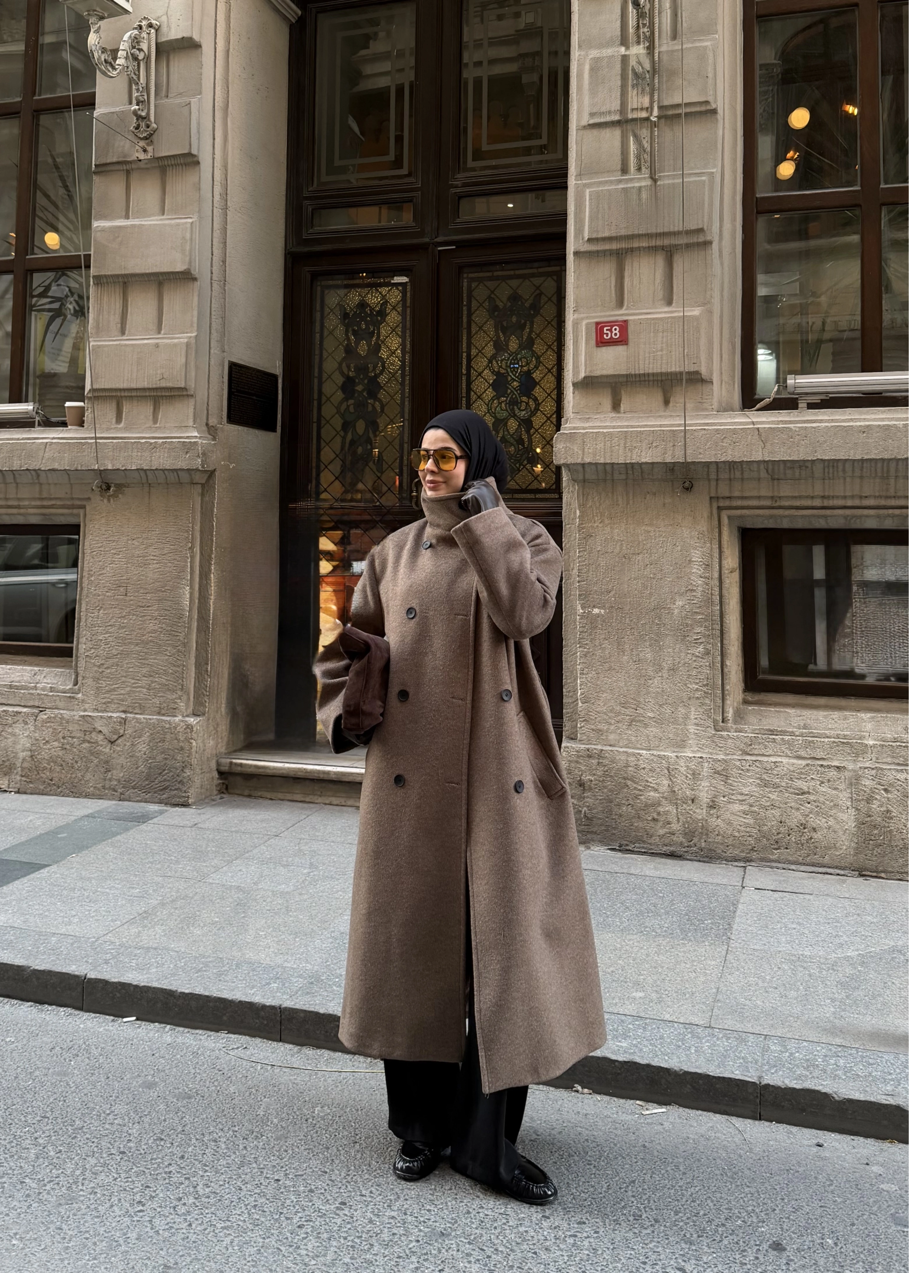 8 DÜĞMELİ ULTRA YAKA KABAN kahve