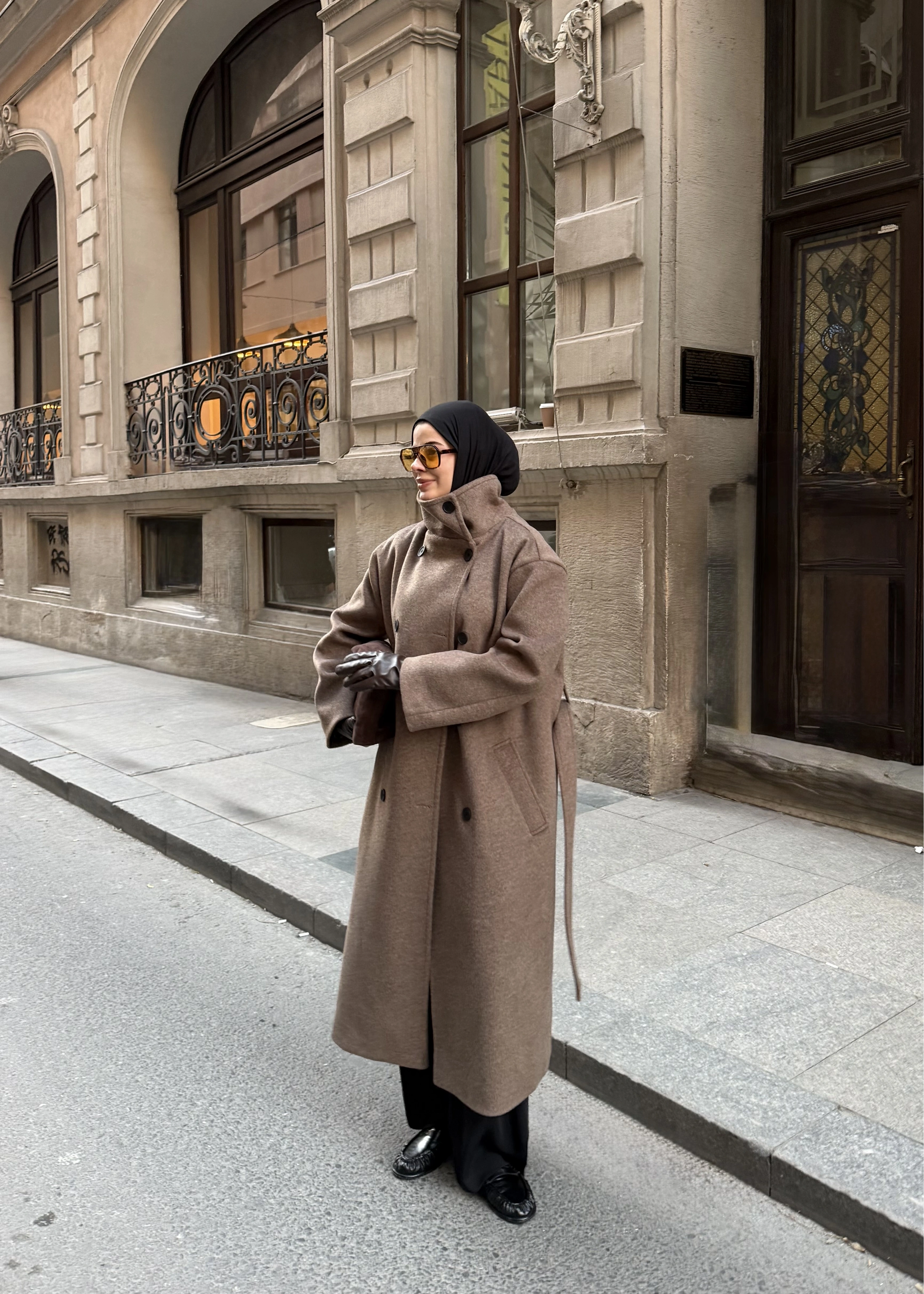 8 DÜĞMELİ ULTRA YAKA KABAN kahve