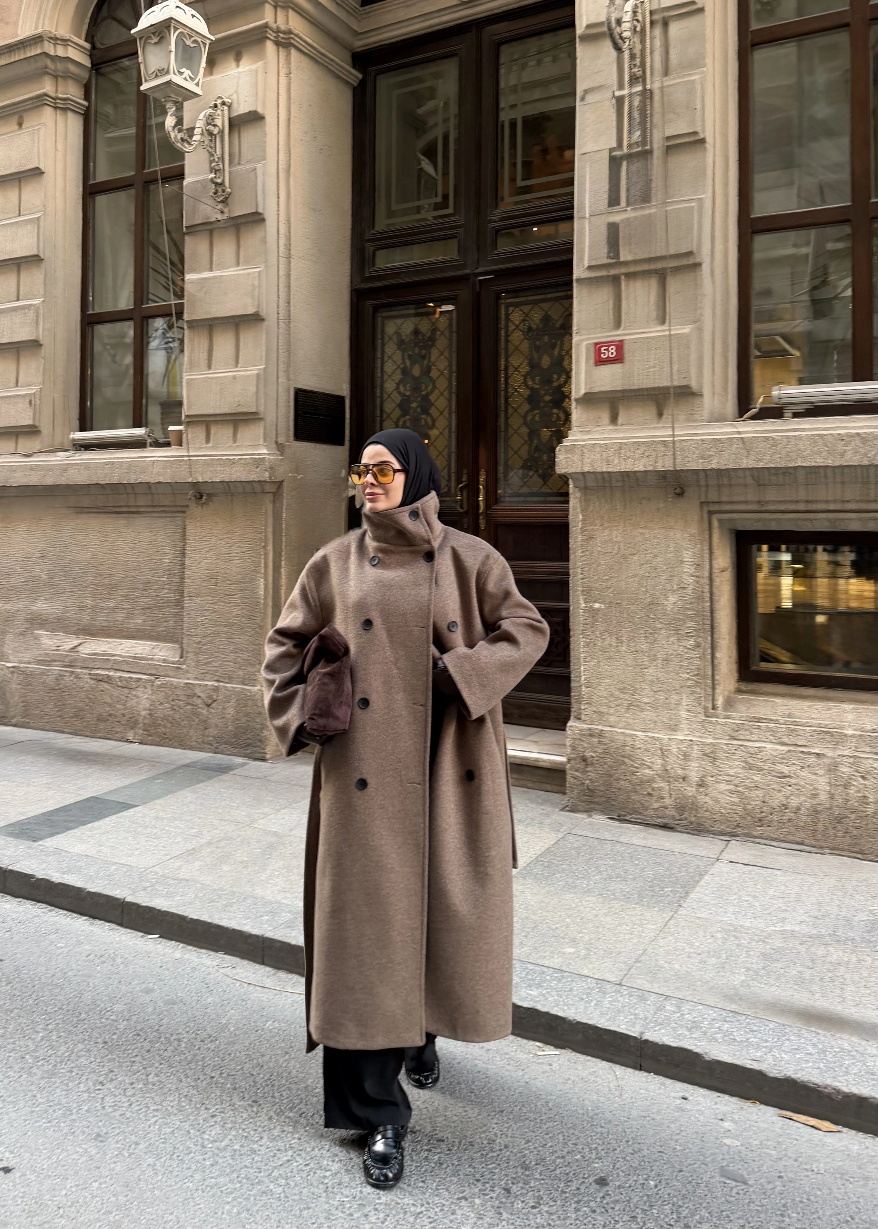 8 DÜĞMELİ ULTRA YAKA KABAN kahve