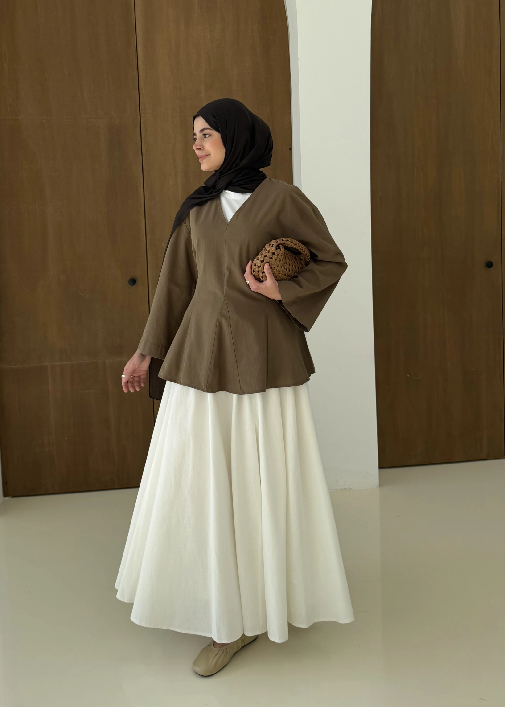 8975 KETEN V YAKA BLUZ !! HAKi