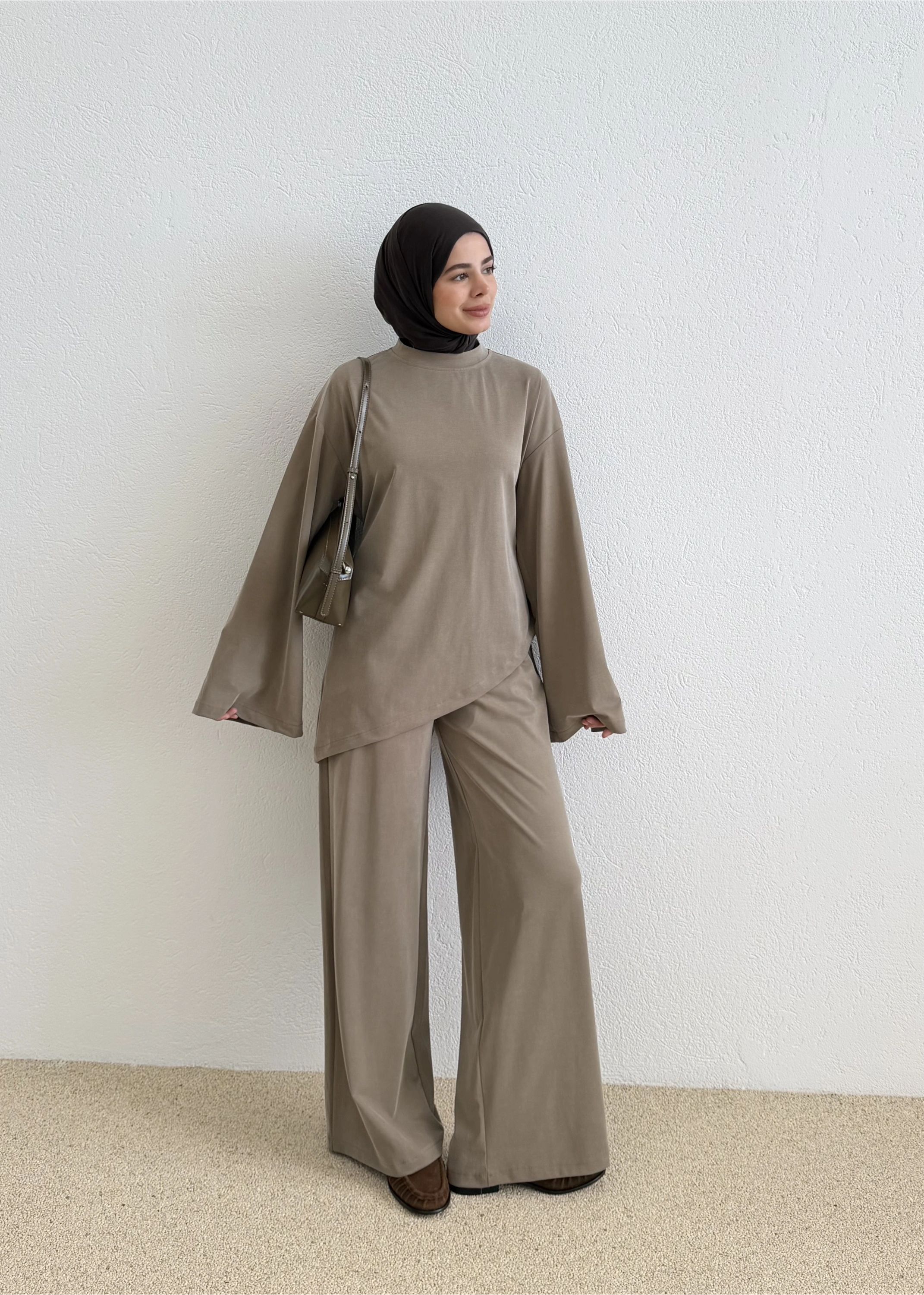 9203 ASİMETRİK BLUZ PANTL TAKIM HAKİ