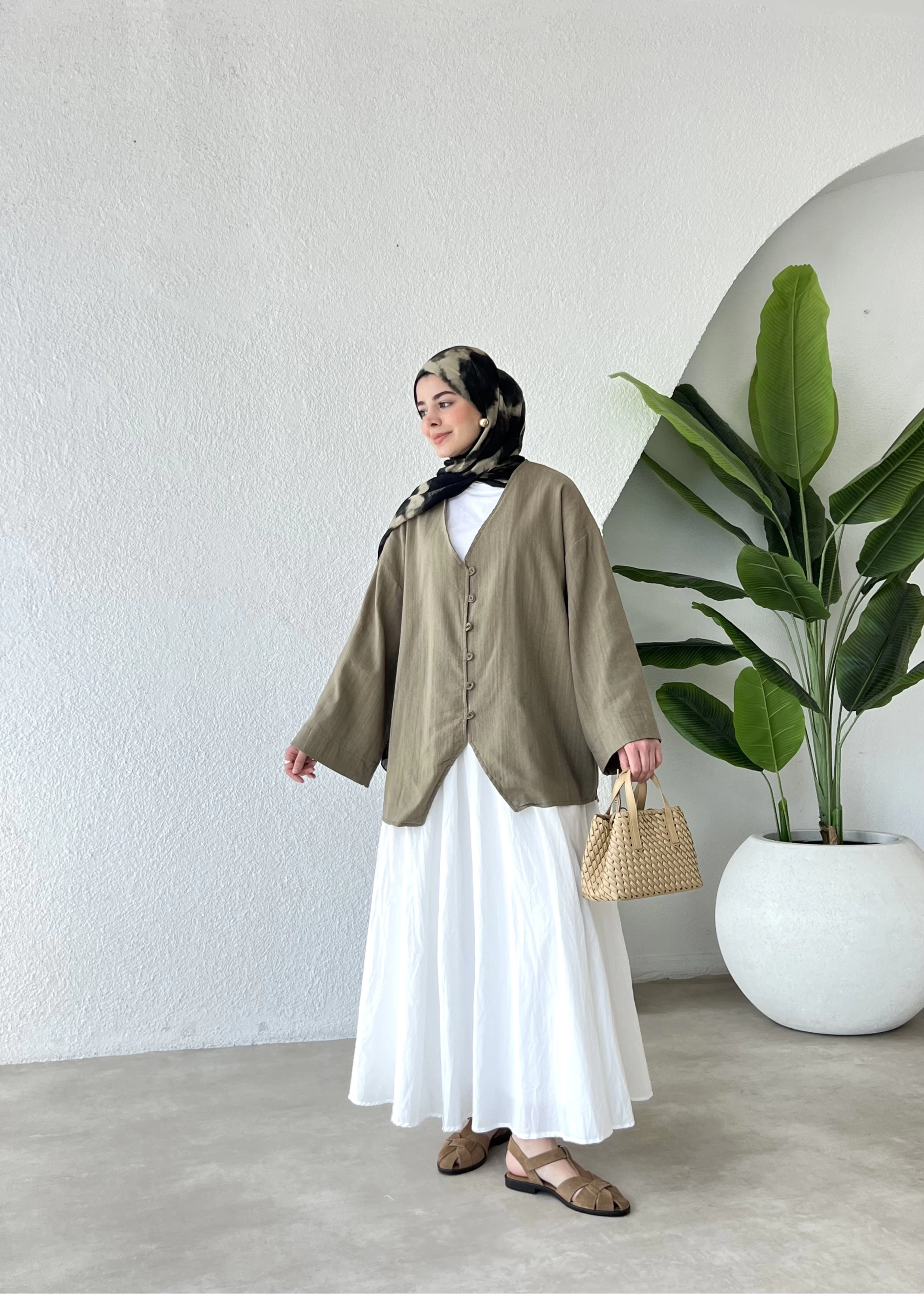 ALAÇATI KETEN KİMONO HAKİ