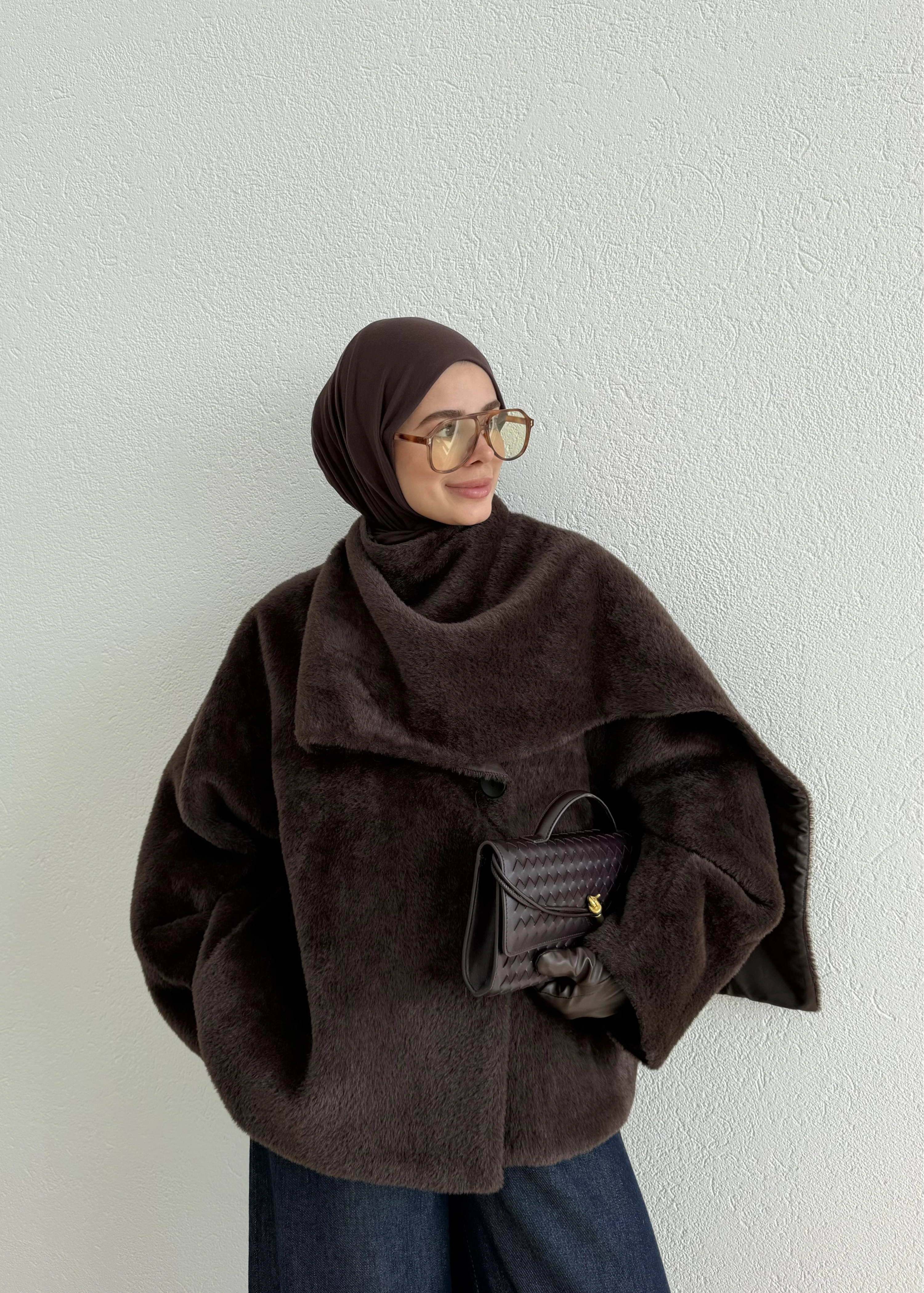 ANGORA PREMİUM ŞAL KABAN ACIKAHVE