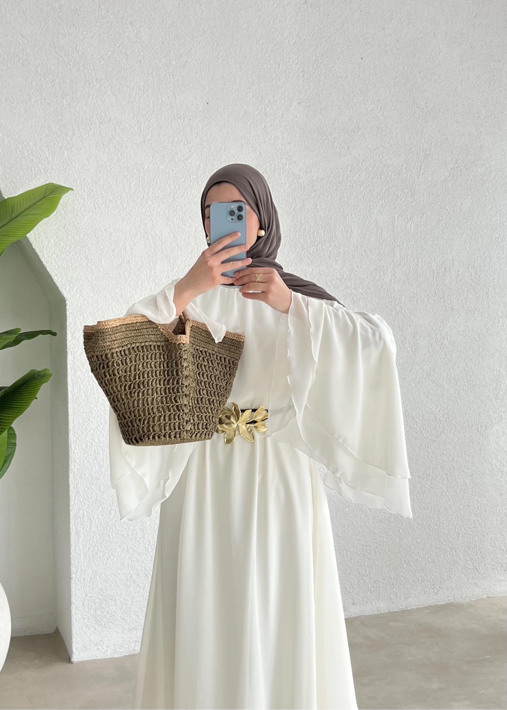ARABİC ŞİFON ASTARLI H&M ELBİSE beyaz