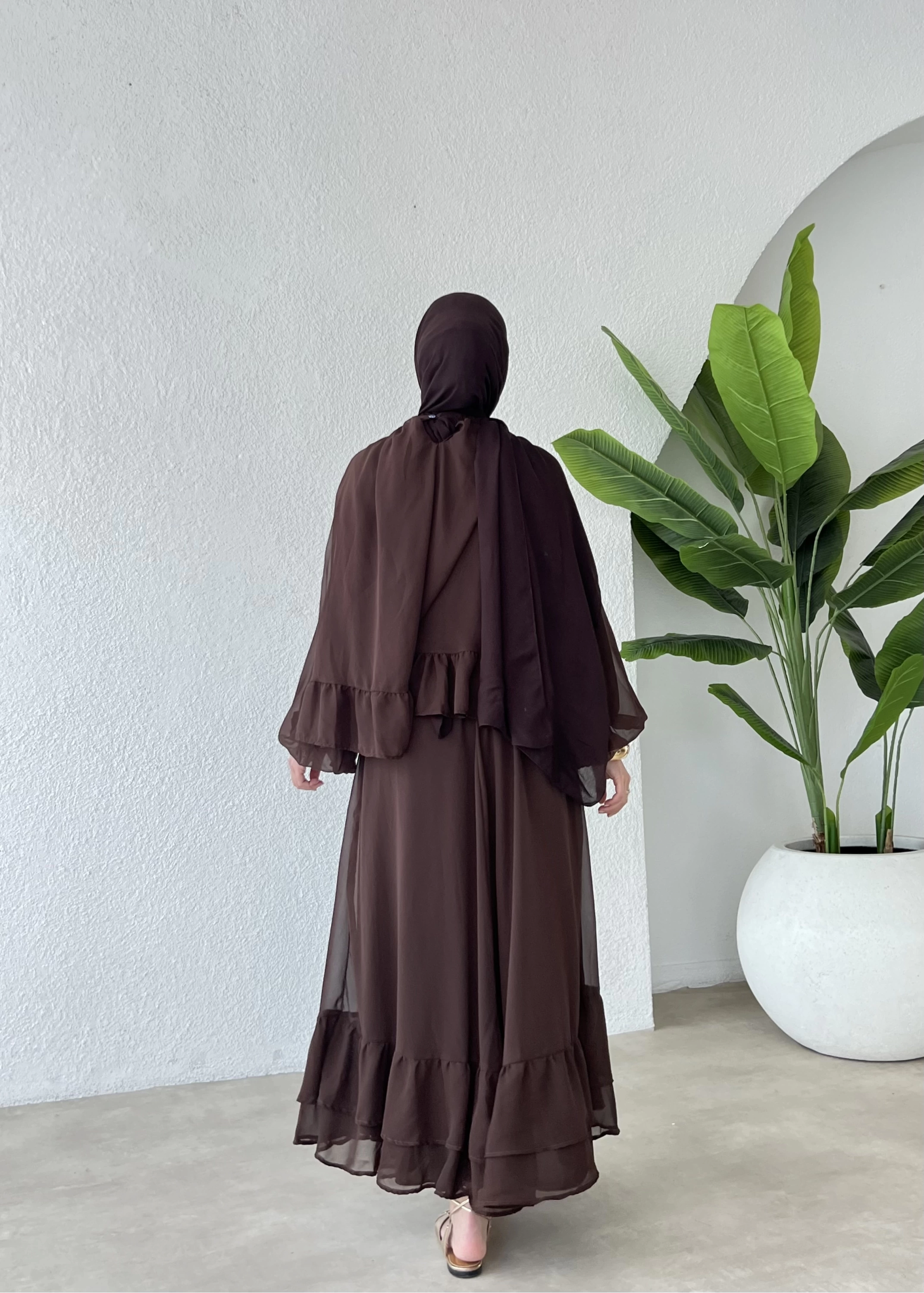 Astarlı Şifon eteklı takım kahve
