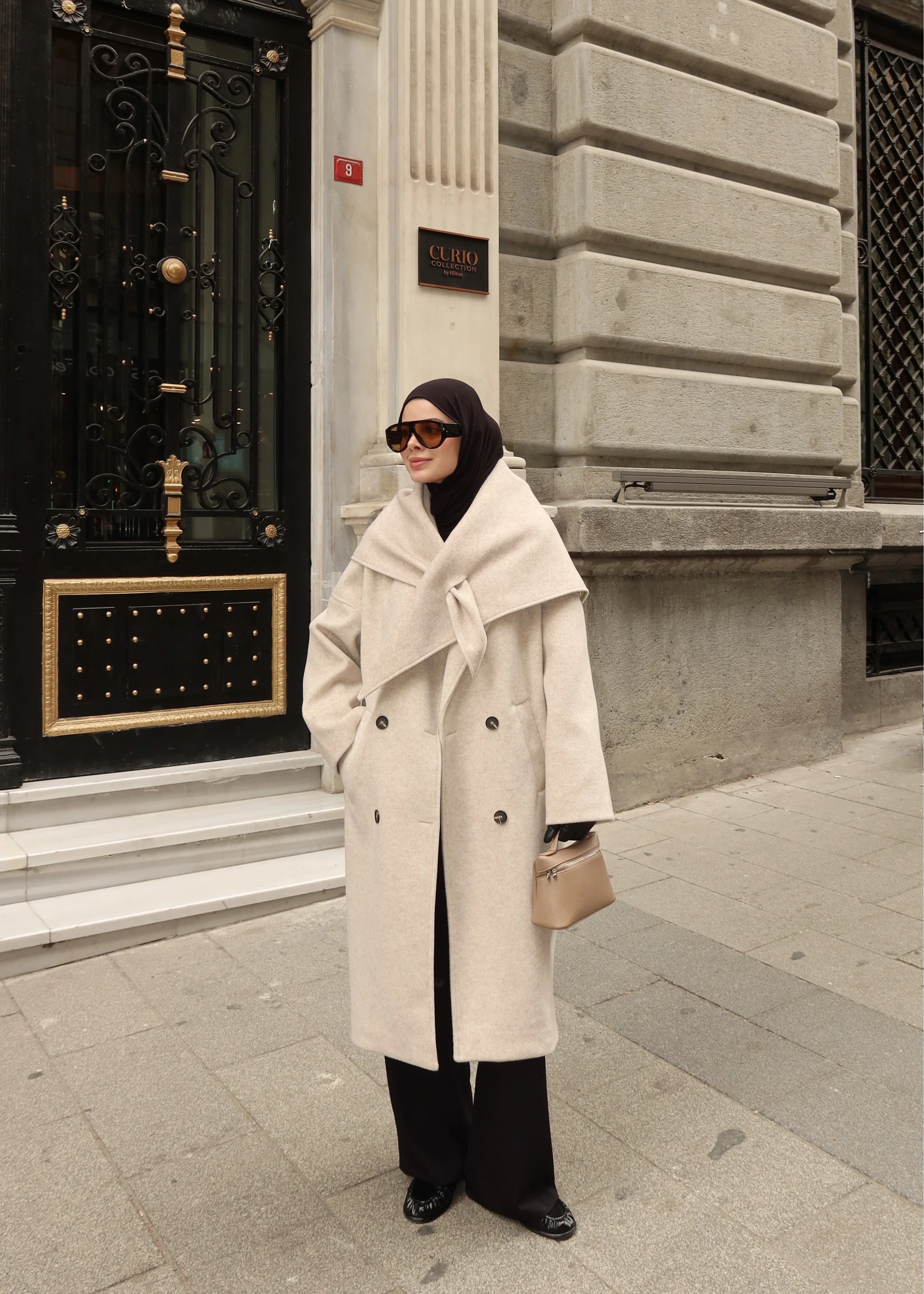 Seyyar atkı İTHAL kaban NATURAL taş