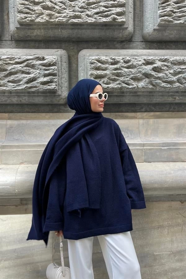 ATKILI KALİTE PİNTEREST KAZAK LACİVERT