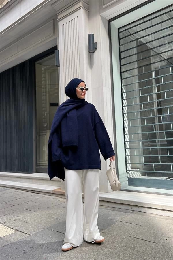 ATKILI KALİTE PİNTEREST KAZAK LACİVERT