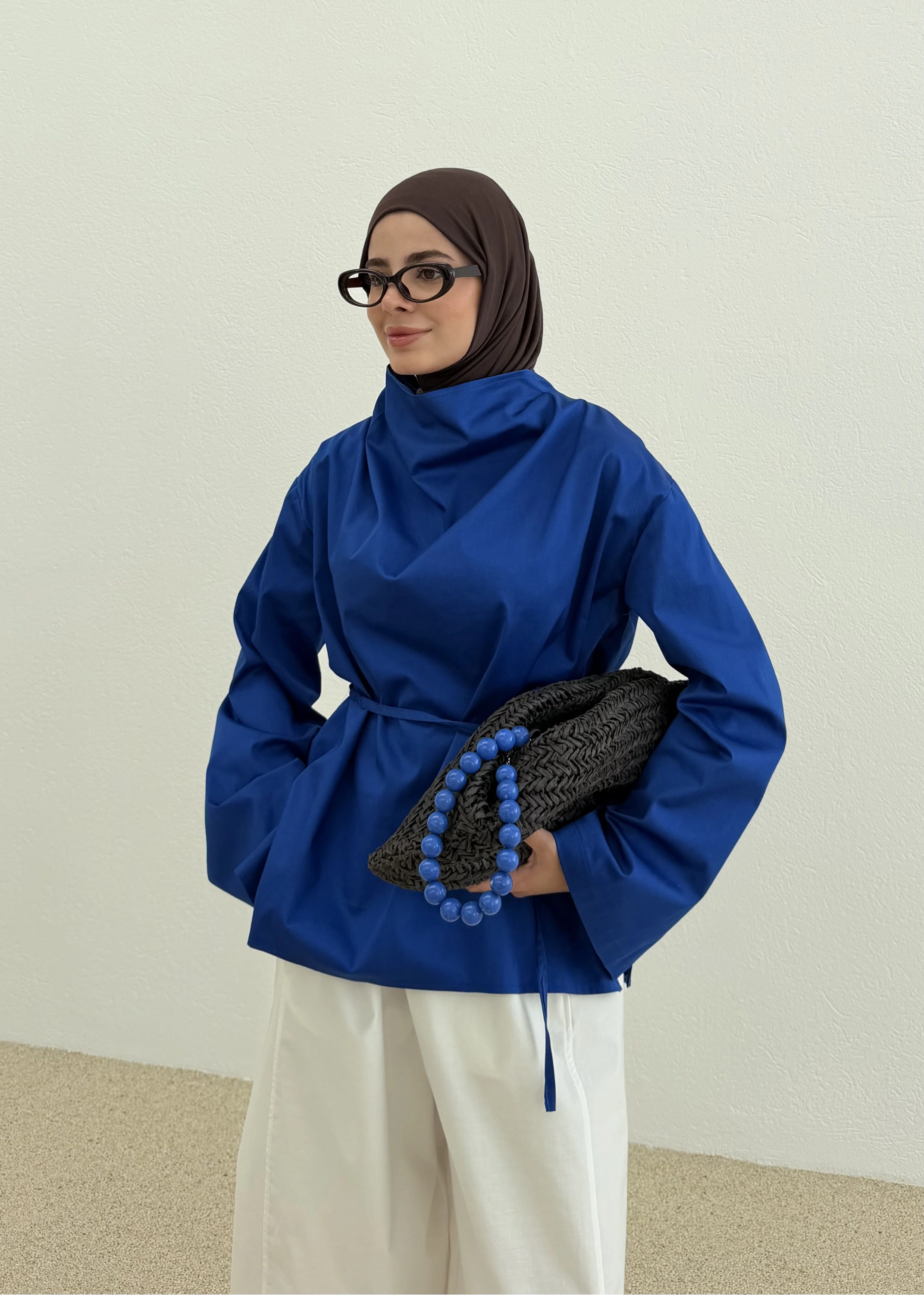 AURA BLUZ SAKS MAVİ