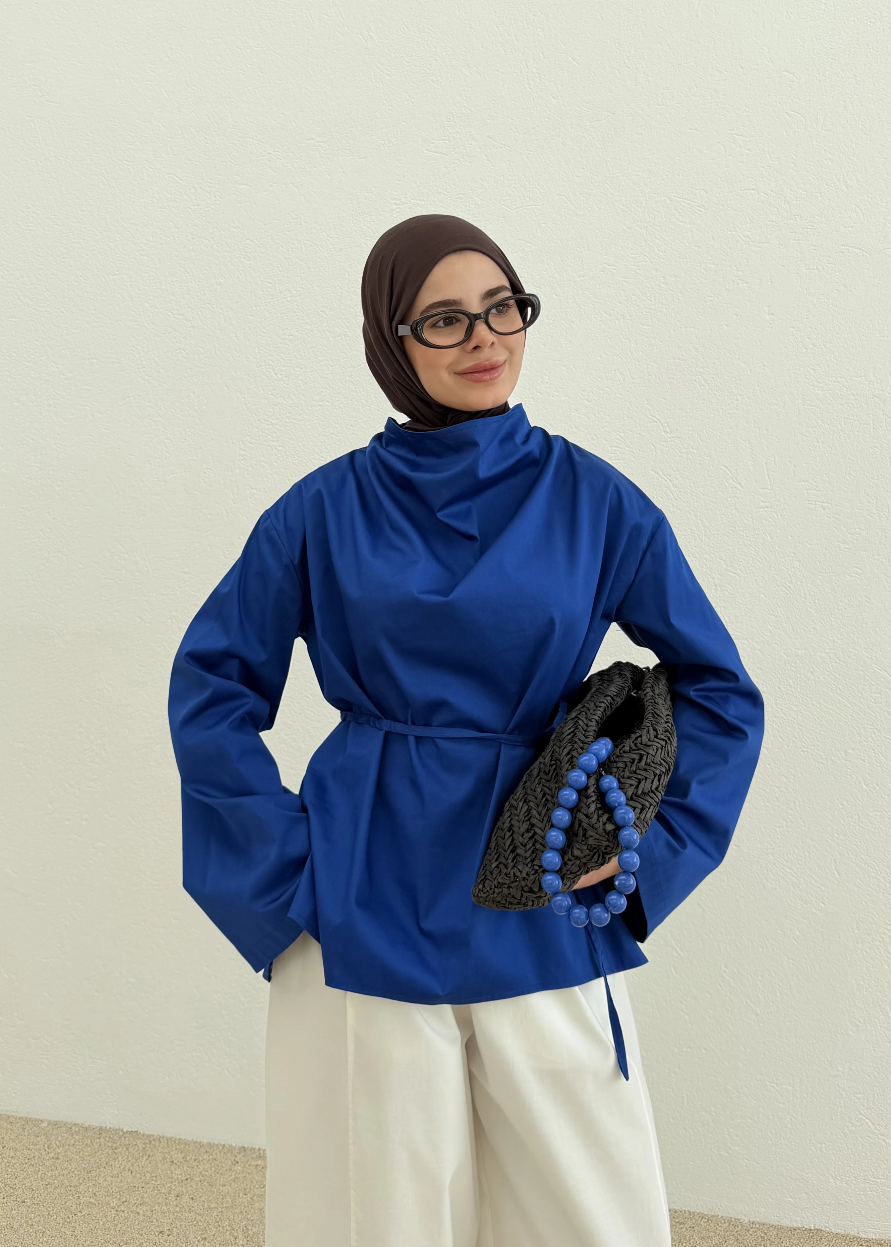 AURA BLUZ SAKS MAVİ