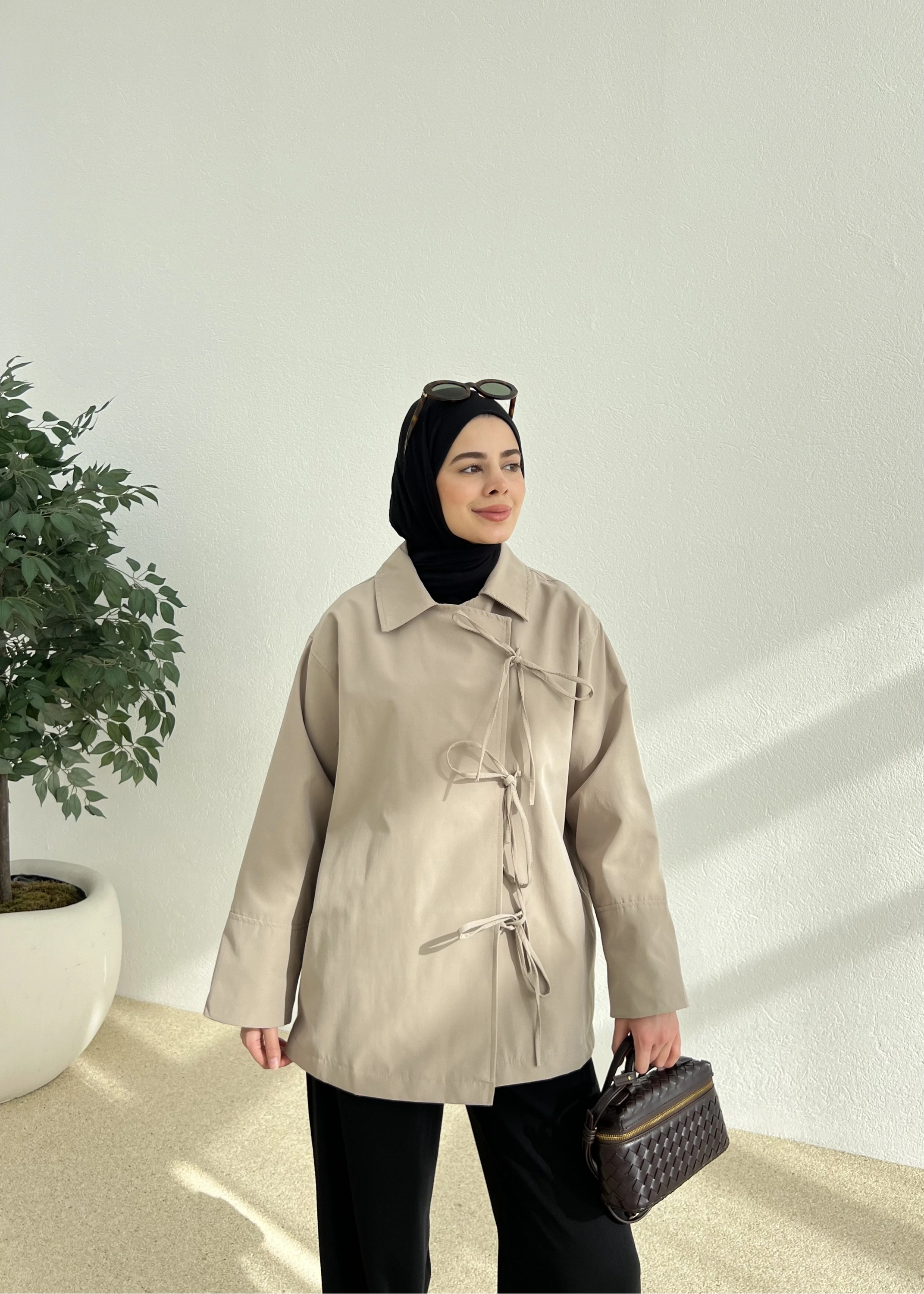 BAĞLAMA TRENÇKOT bej