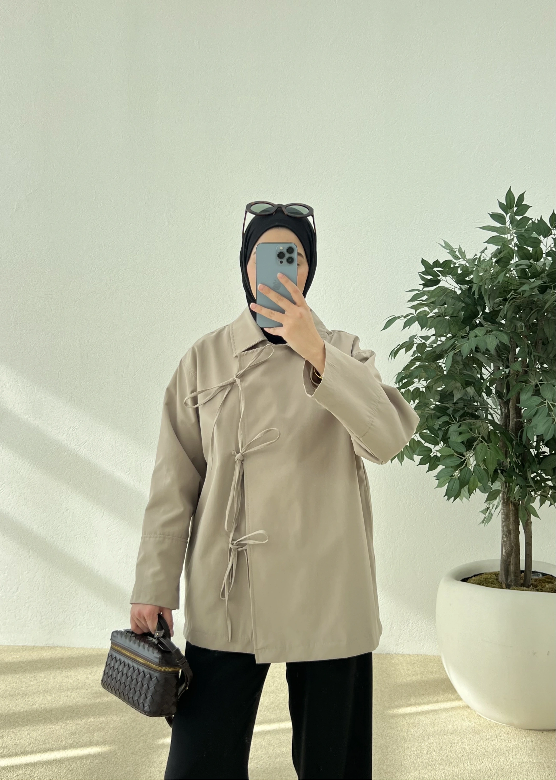 BAĞLAMA TRENÇKOT bej