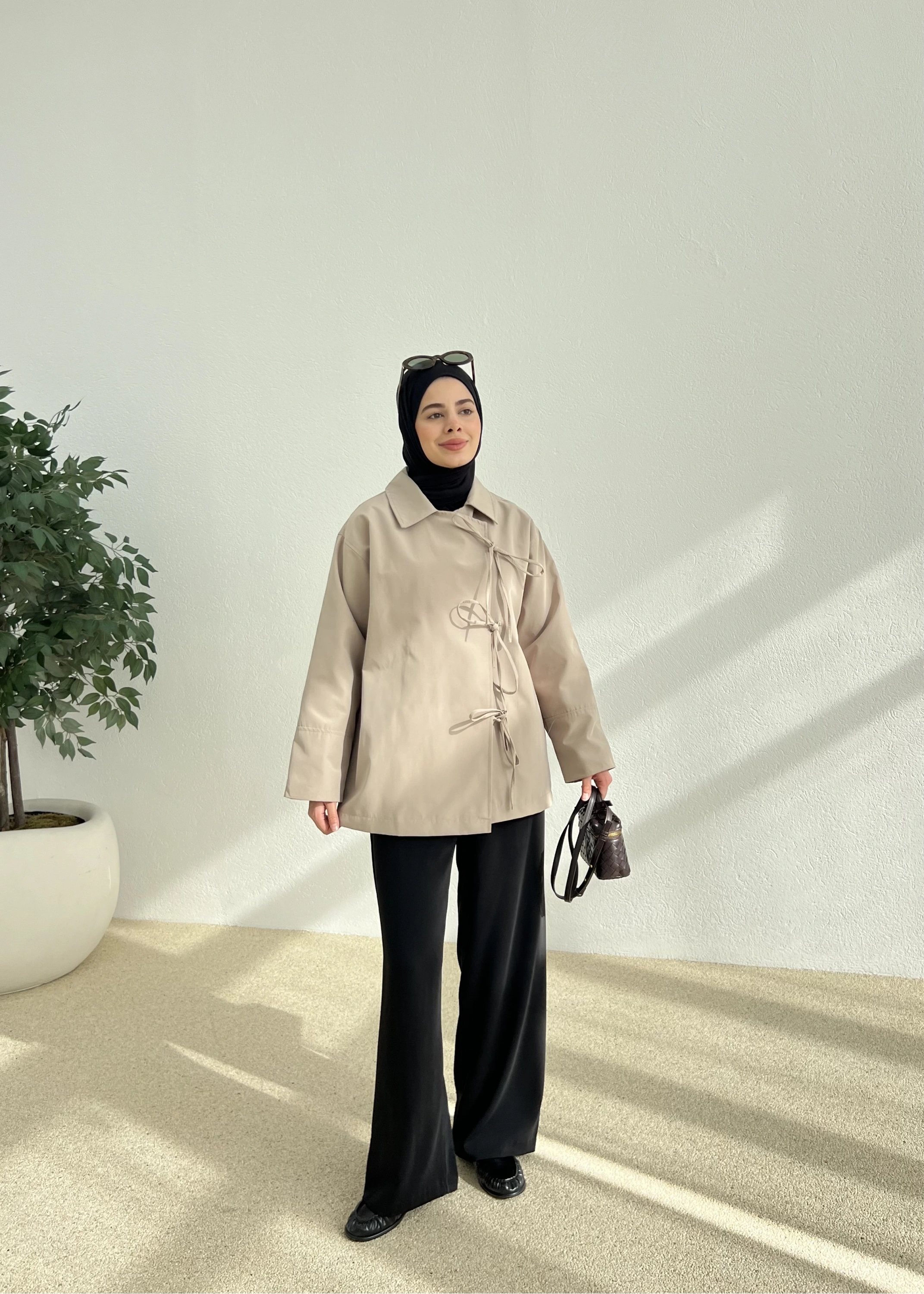 BAĞLAMA TRENÇKOT bej