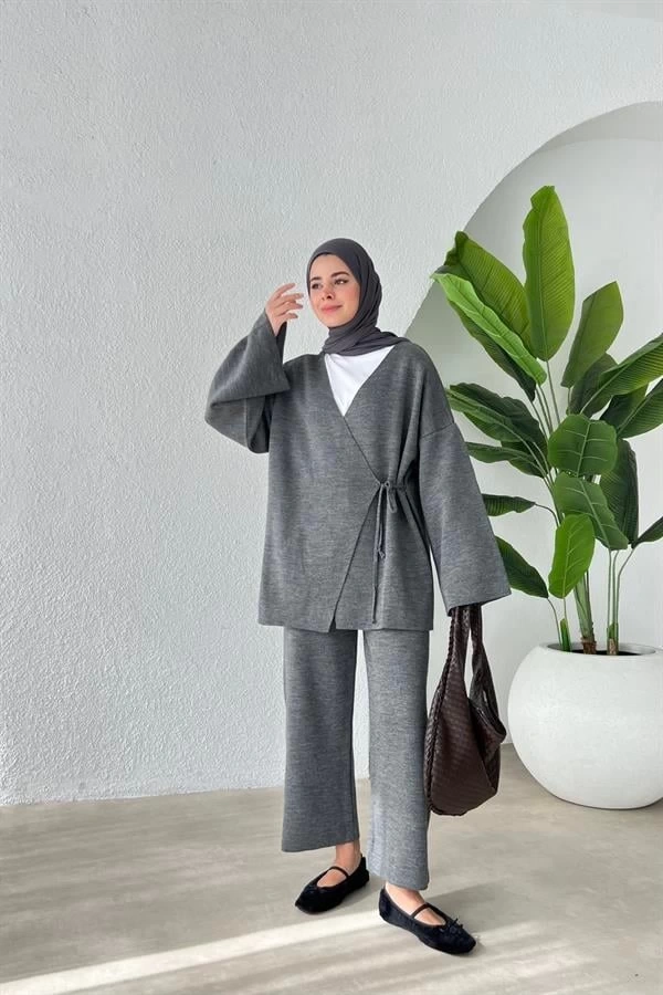 BAĞLAMALI LÜX KALİTE TRİKO Gri