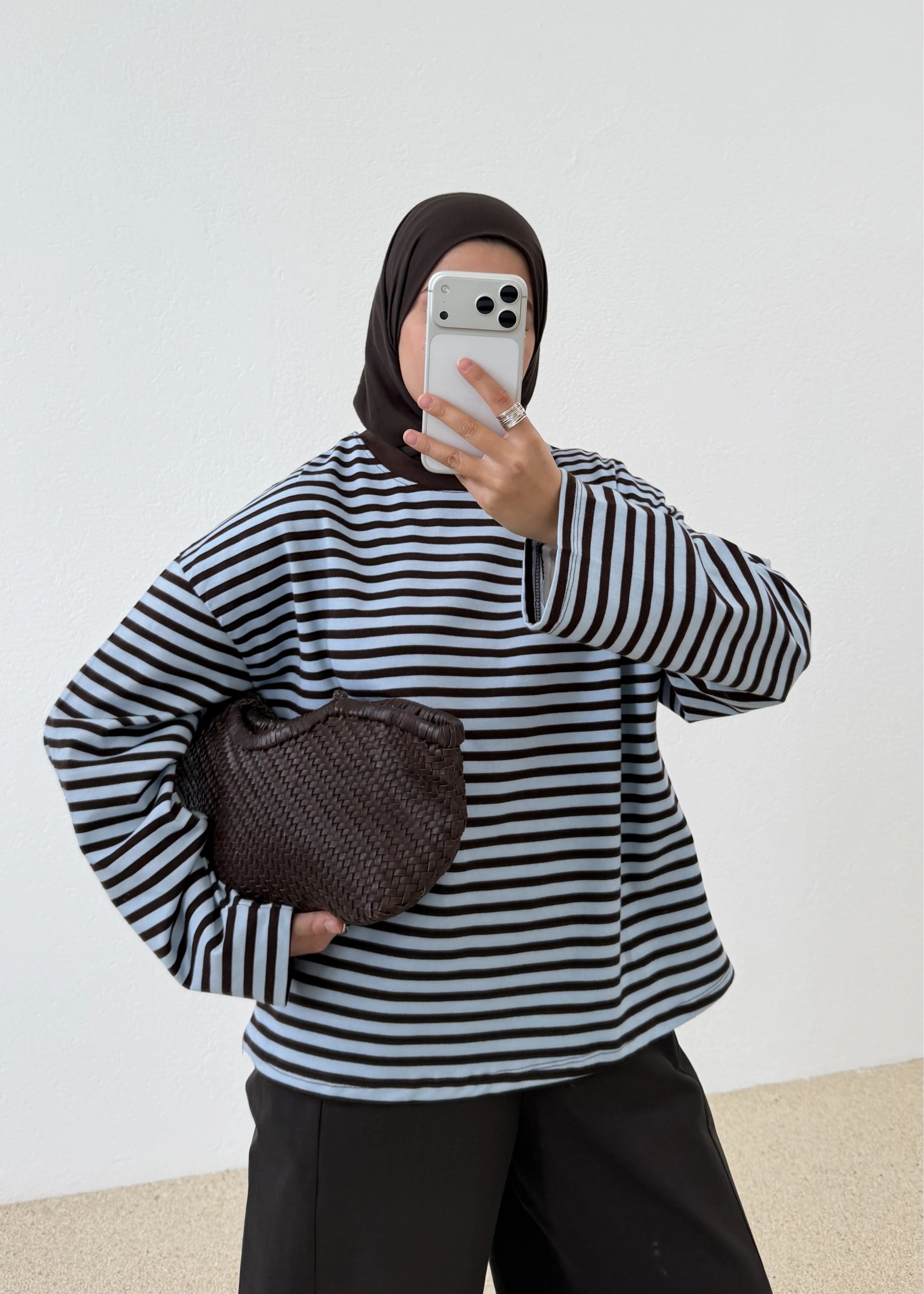 BASİC PREMİUM SWEAT BLUE İNCE ÇİZGİ