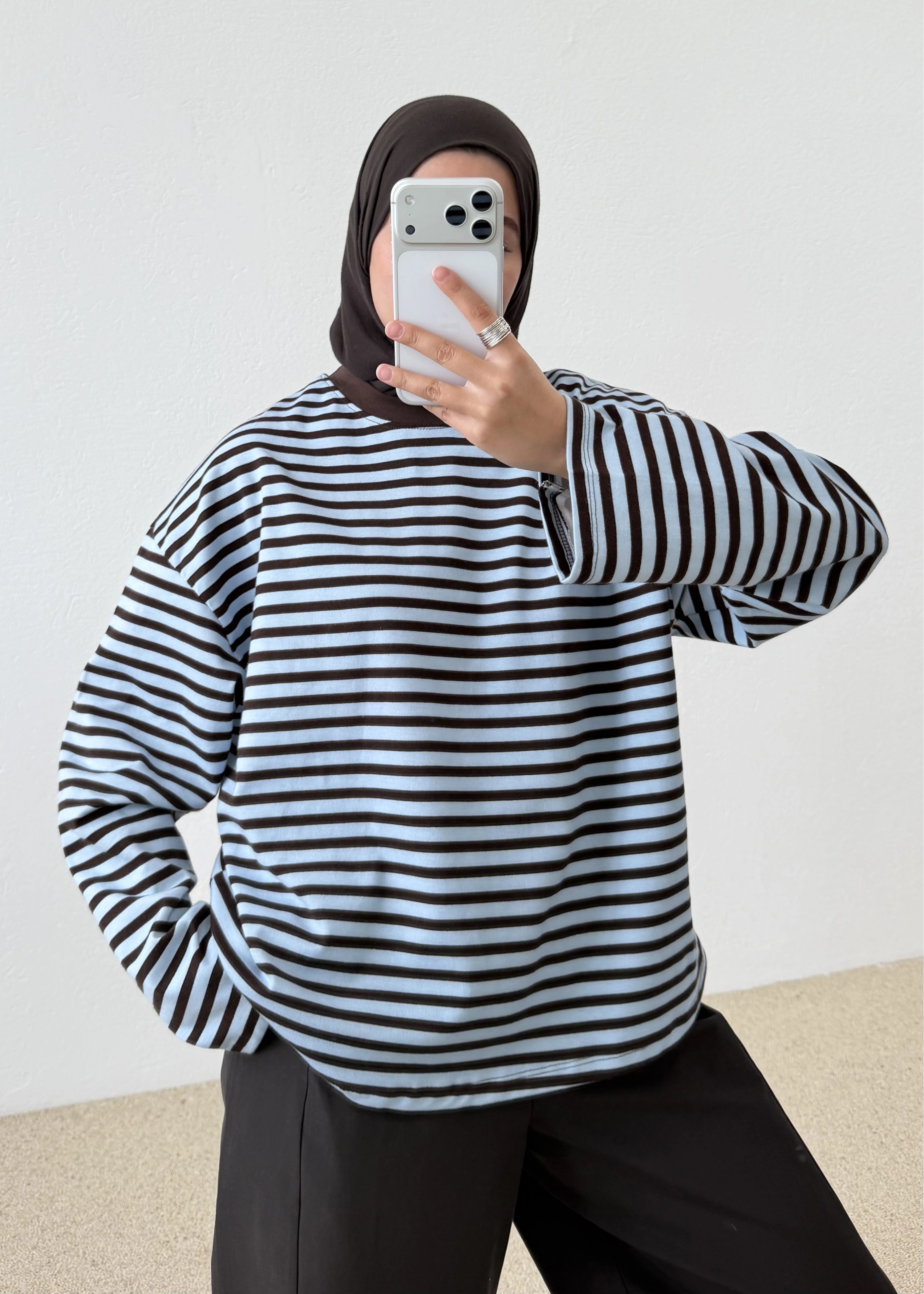 BASİC PREMİUM SWEAT BLUE İNCE ÇİZGİ