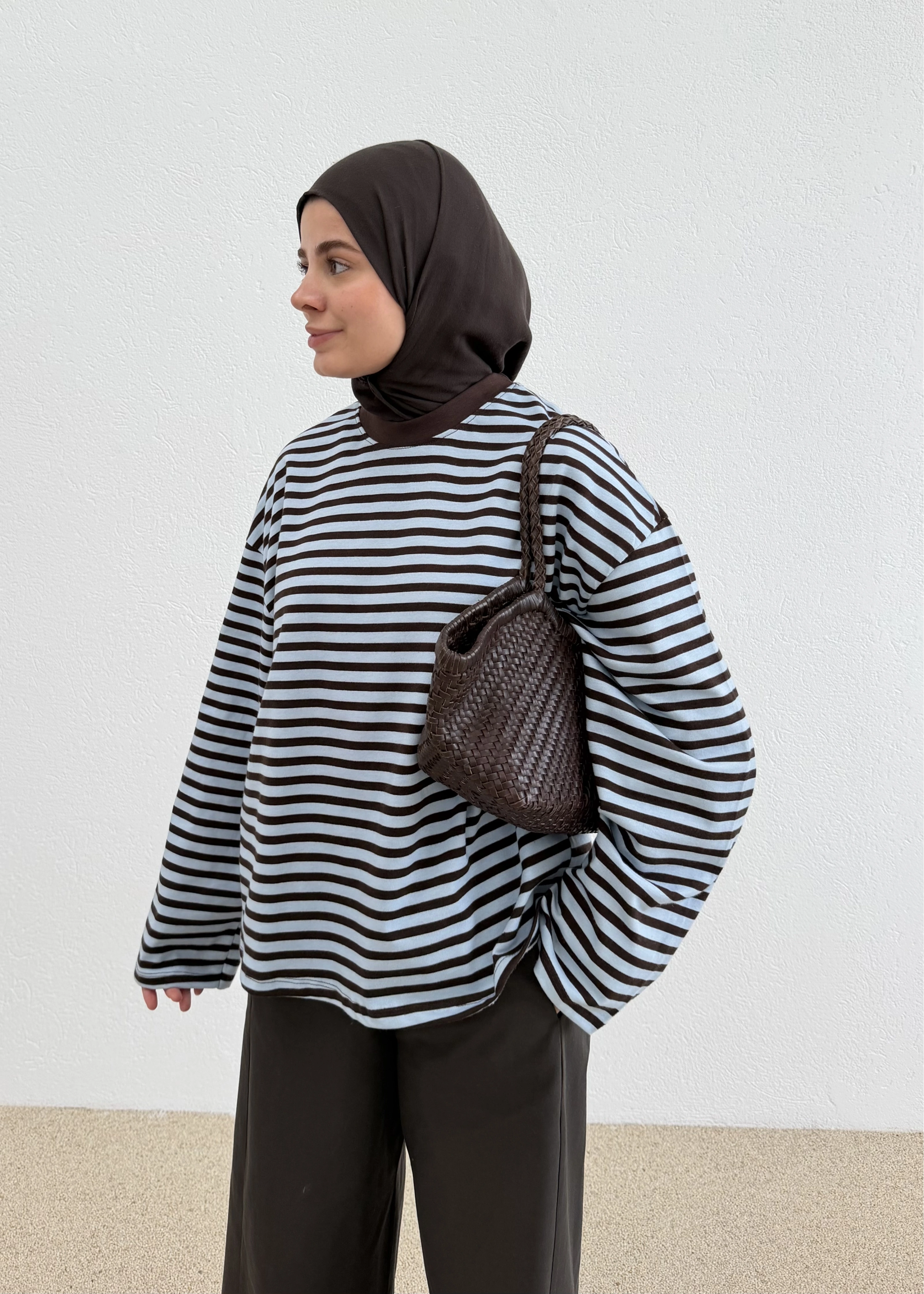 BASİC PREMİUM SWEAT BLUE İNCE ÇİZGİ