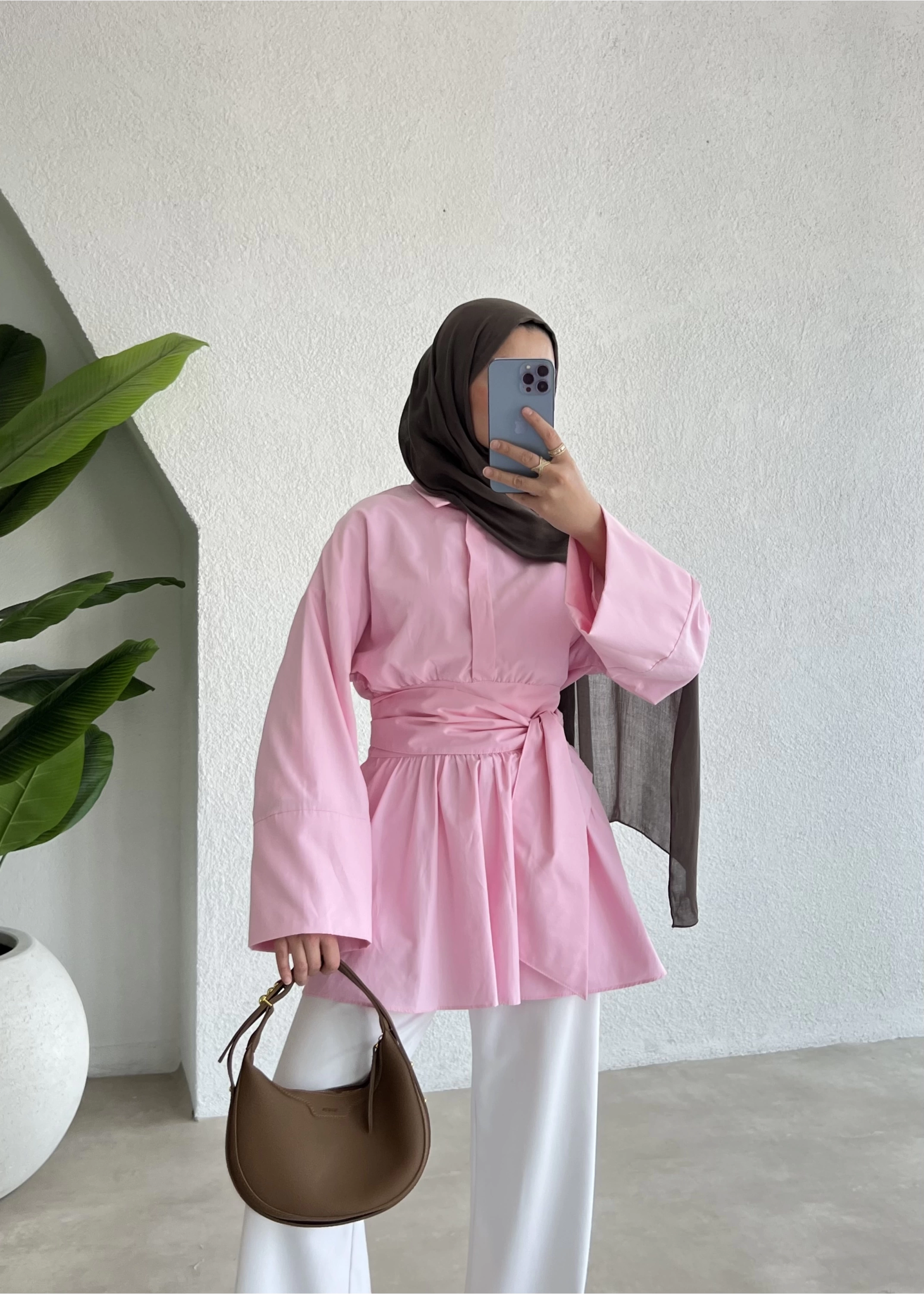 BEL KUŞAK GÖMLEK PEMBE