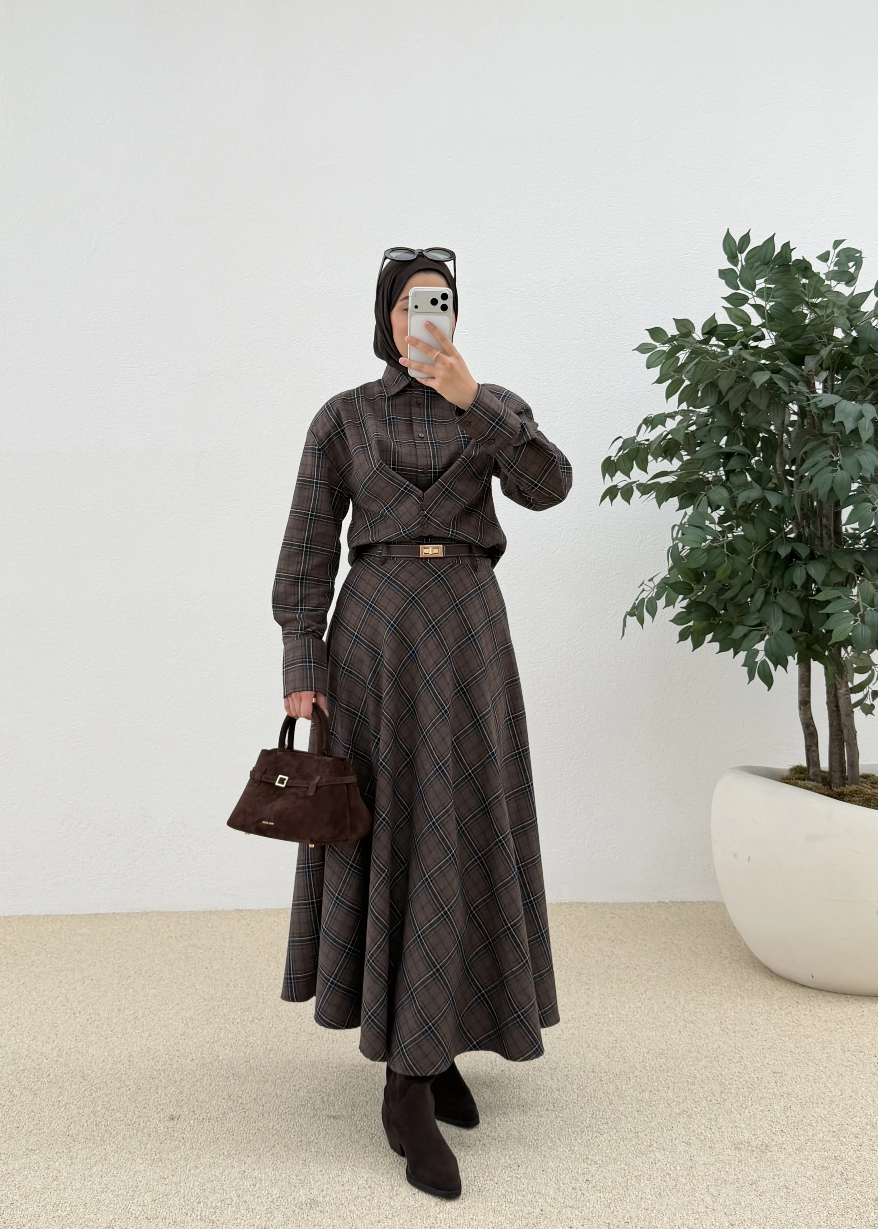 Bel oturmalı kışlık eteklı TAKIM