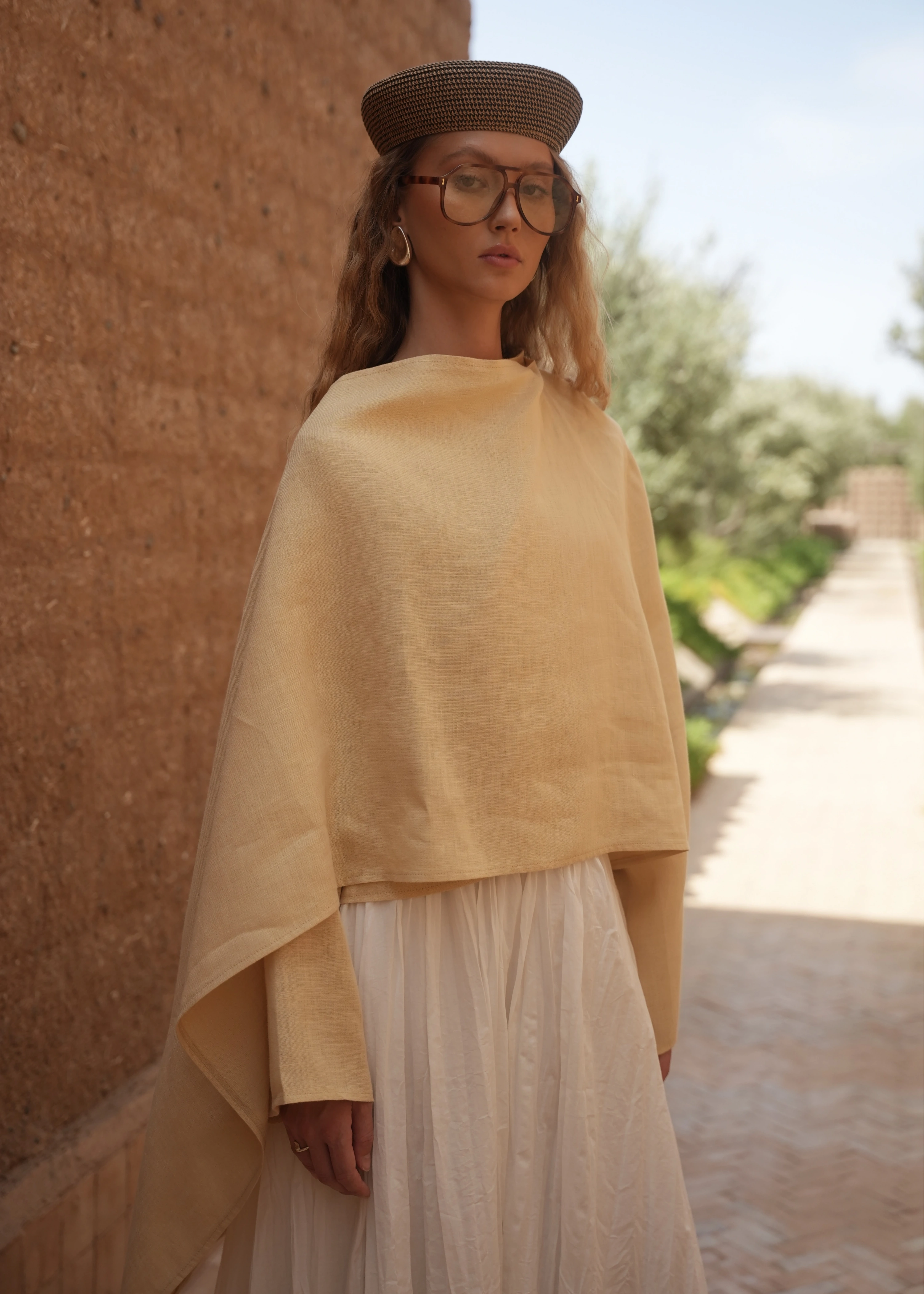 3256 BELLA %100 ORGANİK KETEN BLUZ SOFT SARI
