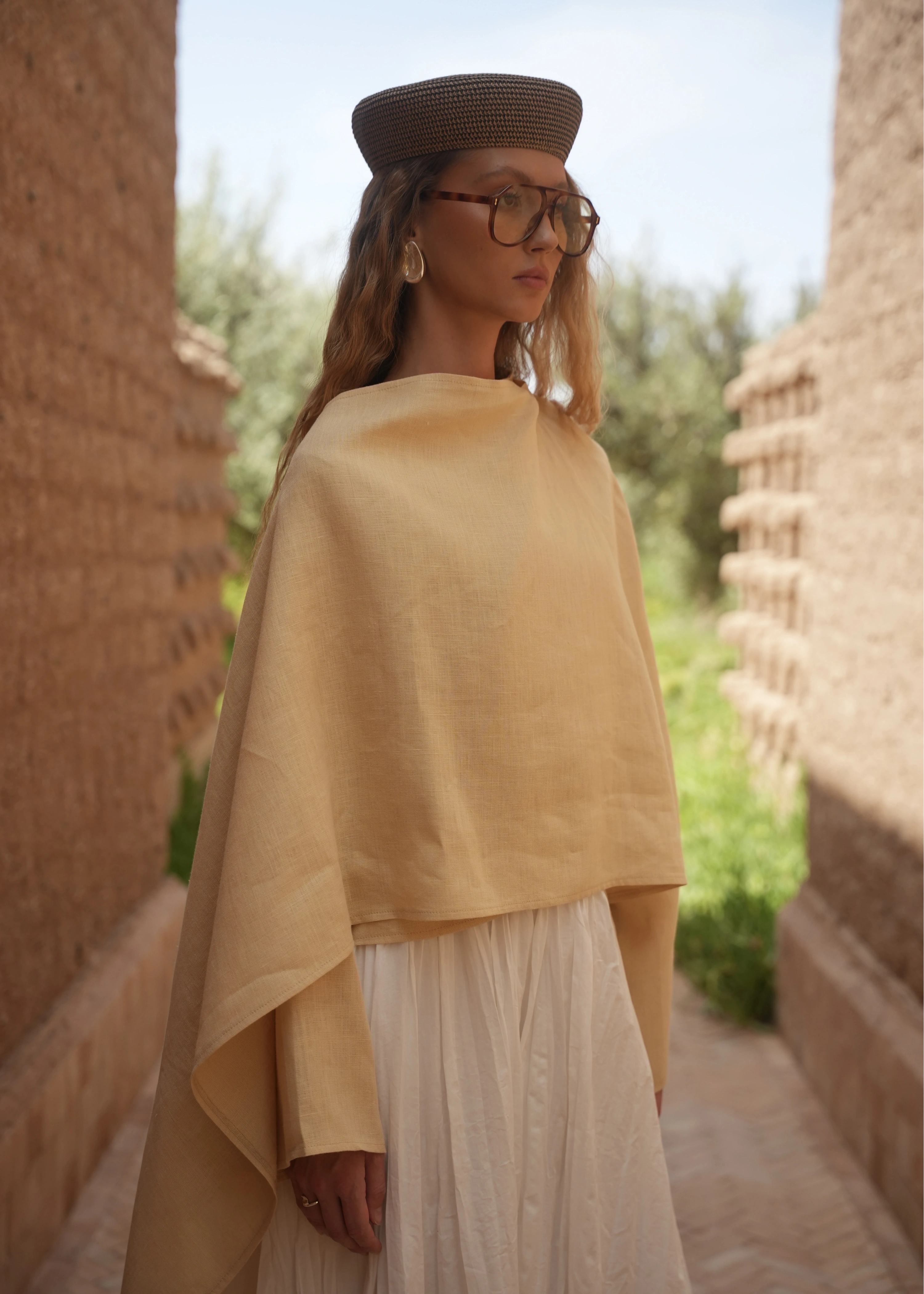 3256 BELLA %100 ORGANİK KETEN BLUZ SOFT SARI