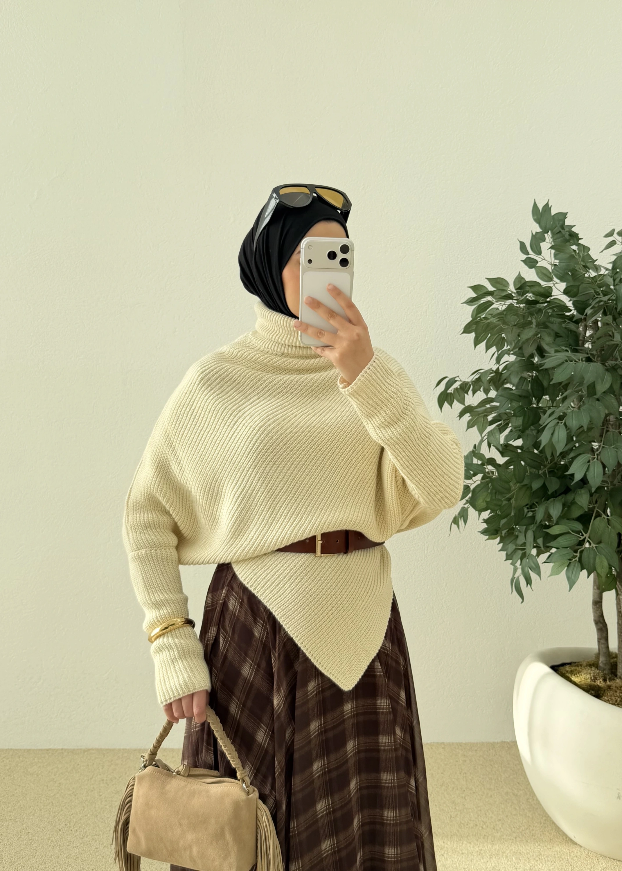 BOĞAZLI ASİMETERİK KAZAK EKRU