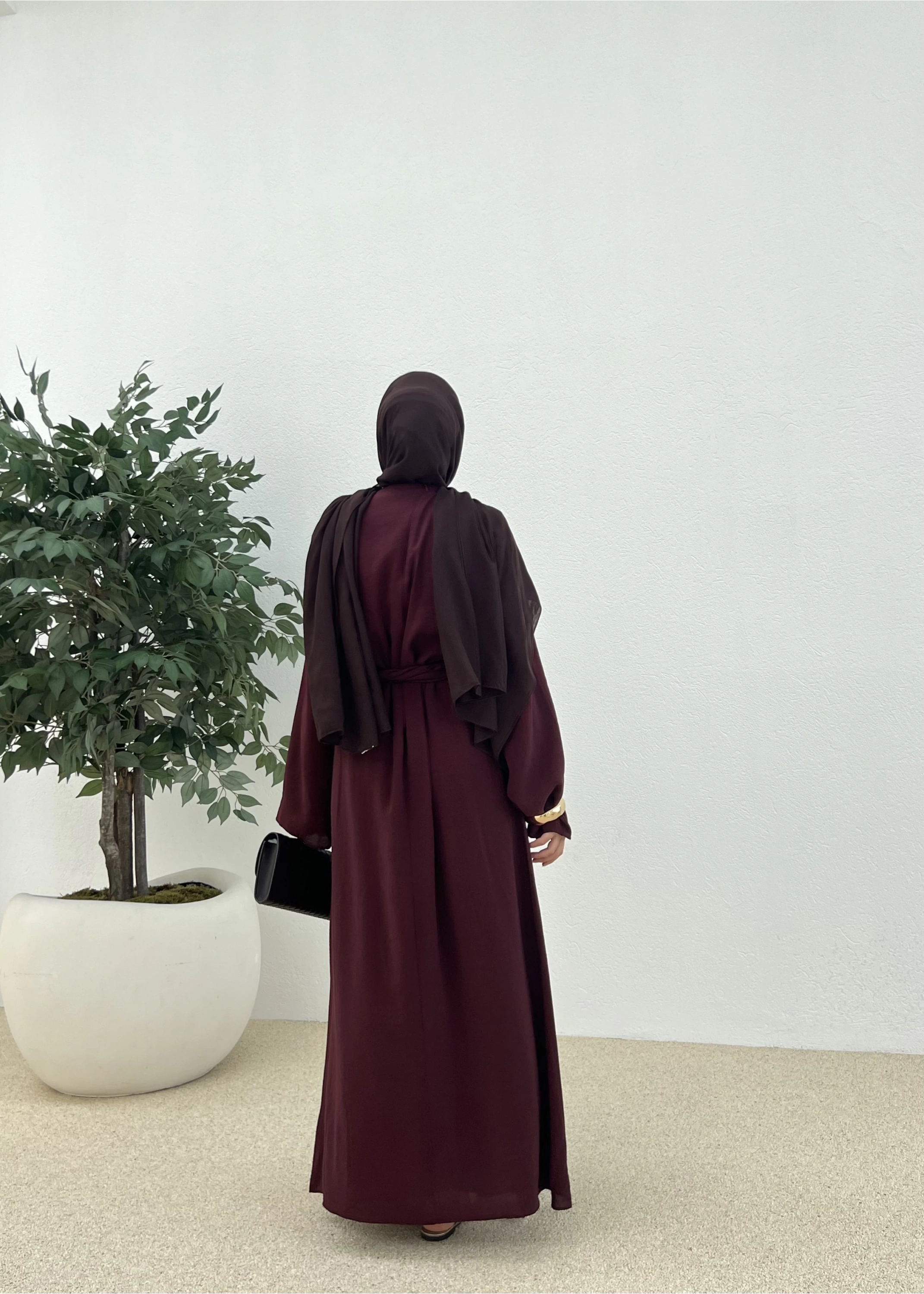 BROŞLU ARABİK ELBİSE bordo