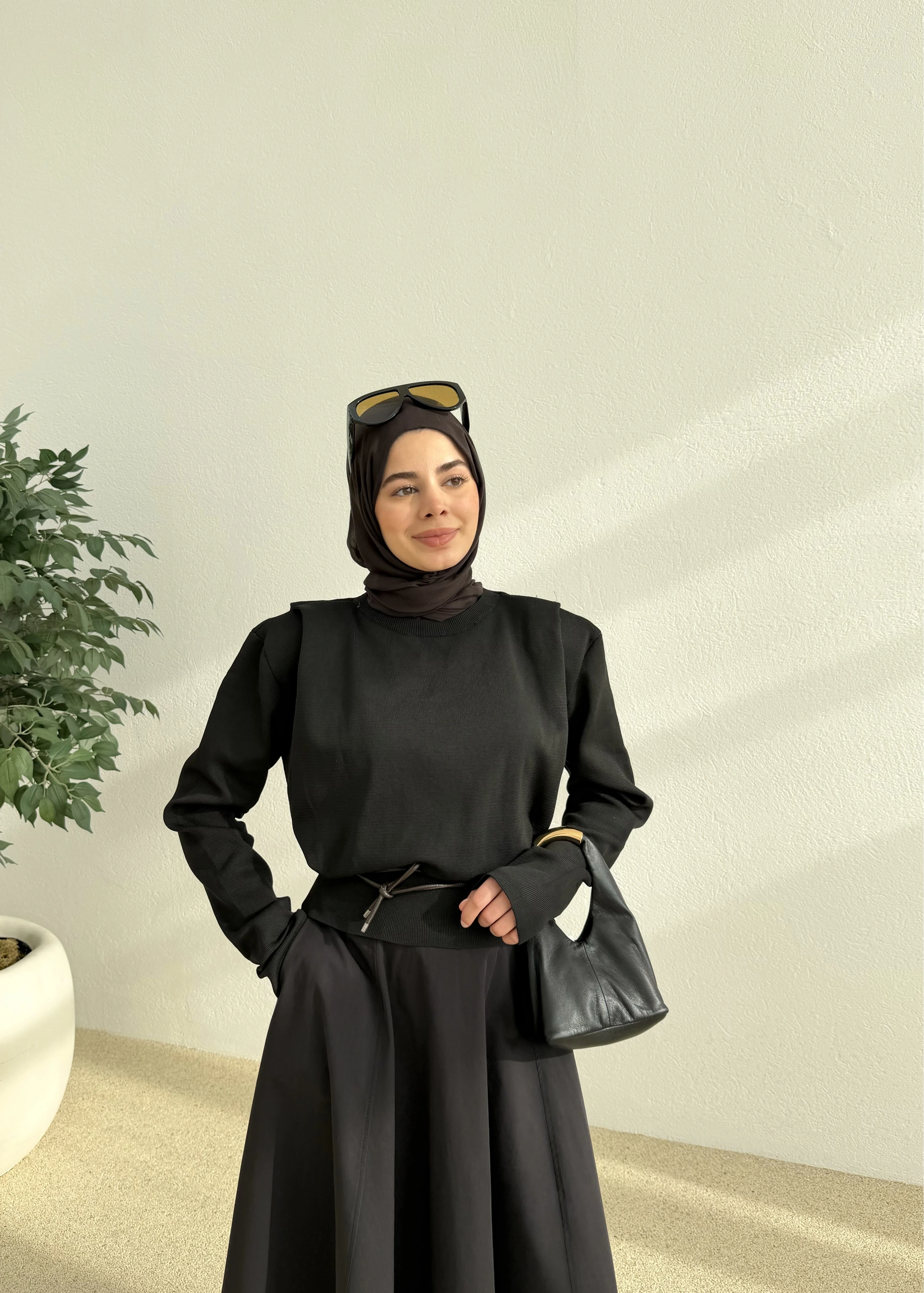 çelik örgü kazak siyah