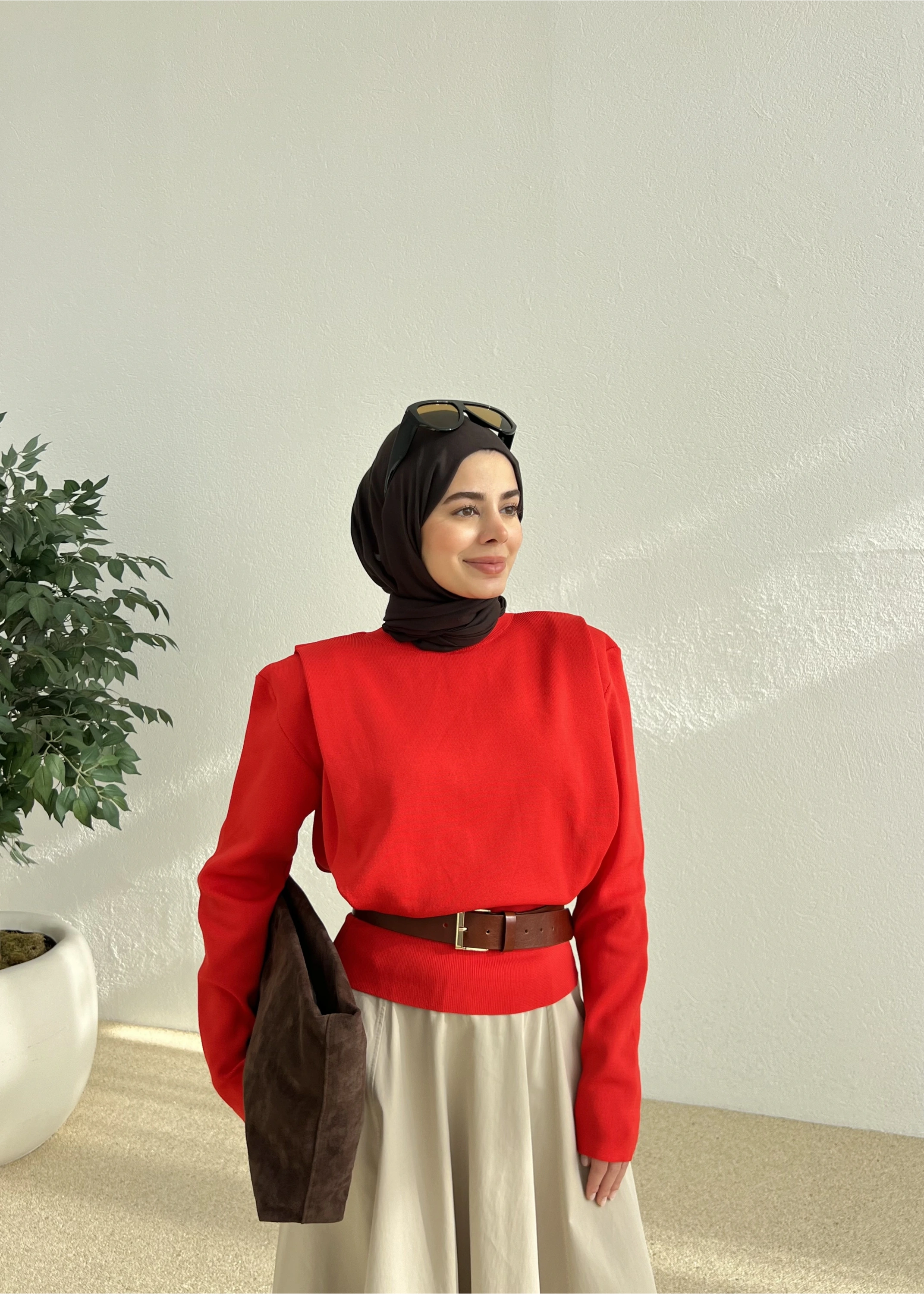 çelik örgü kazak kırmızı