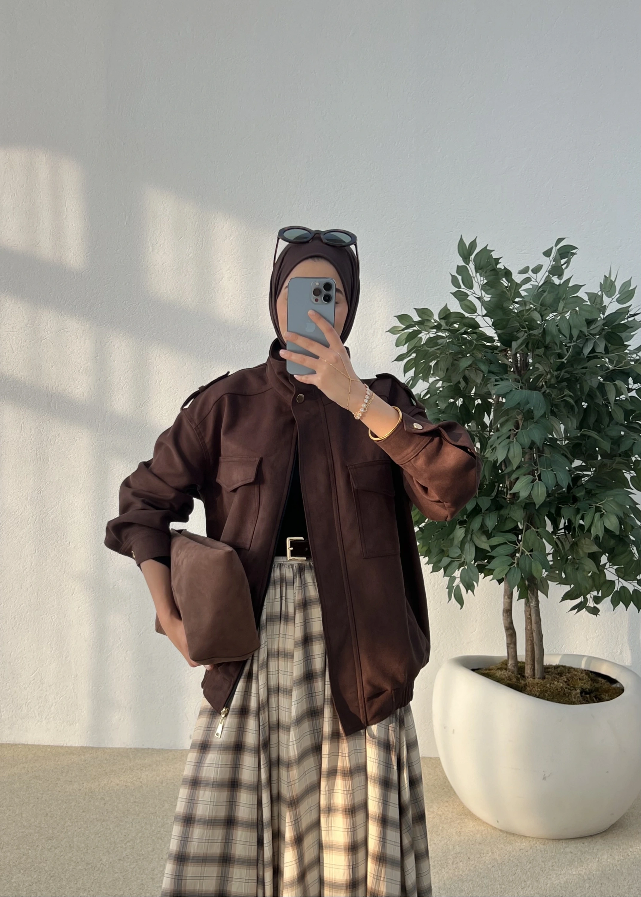 CEPLİ SÜET CEKET ACI KAHVE