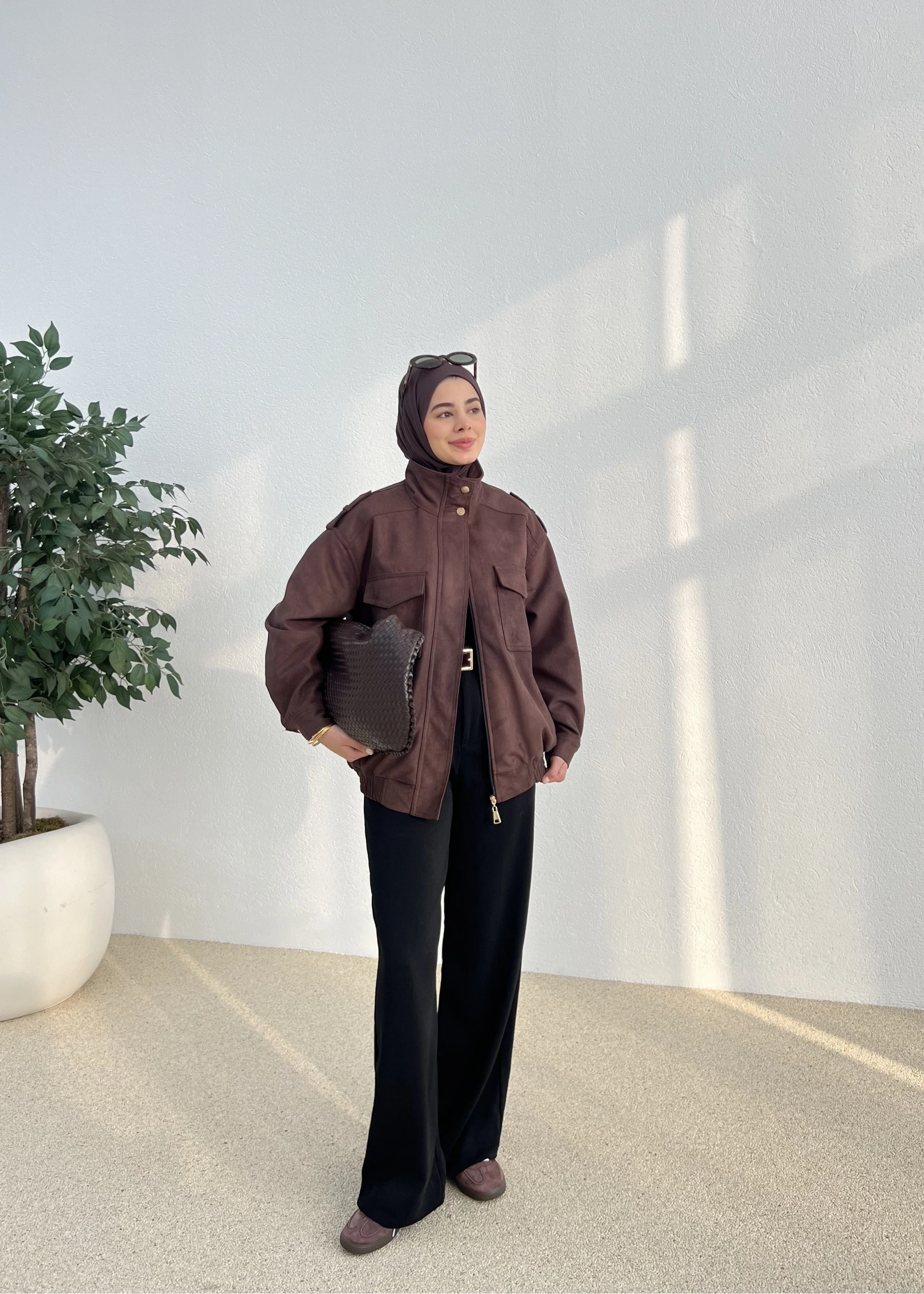 CEPLİ SÜET CEKET ACI KAHVE