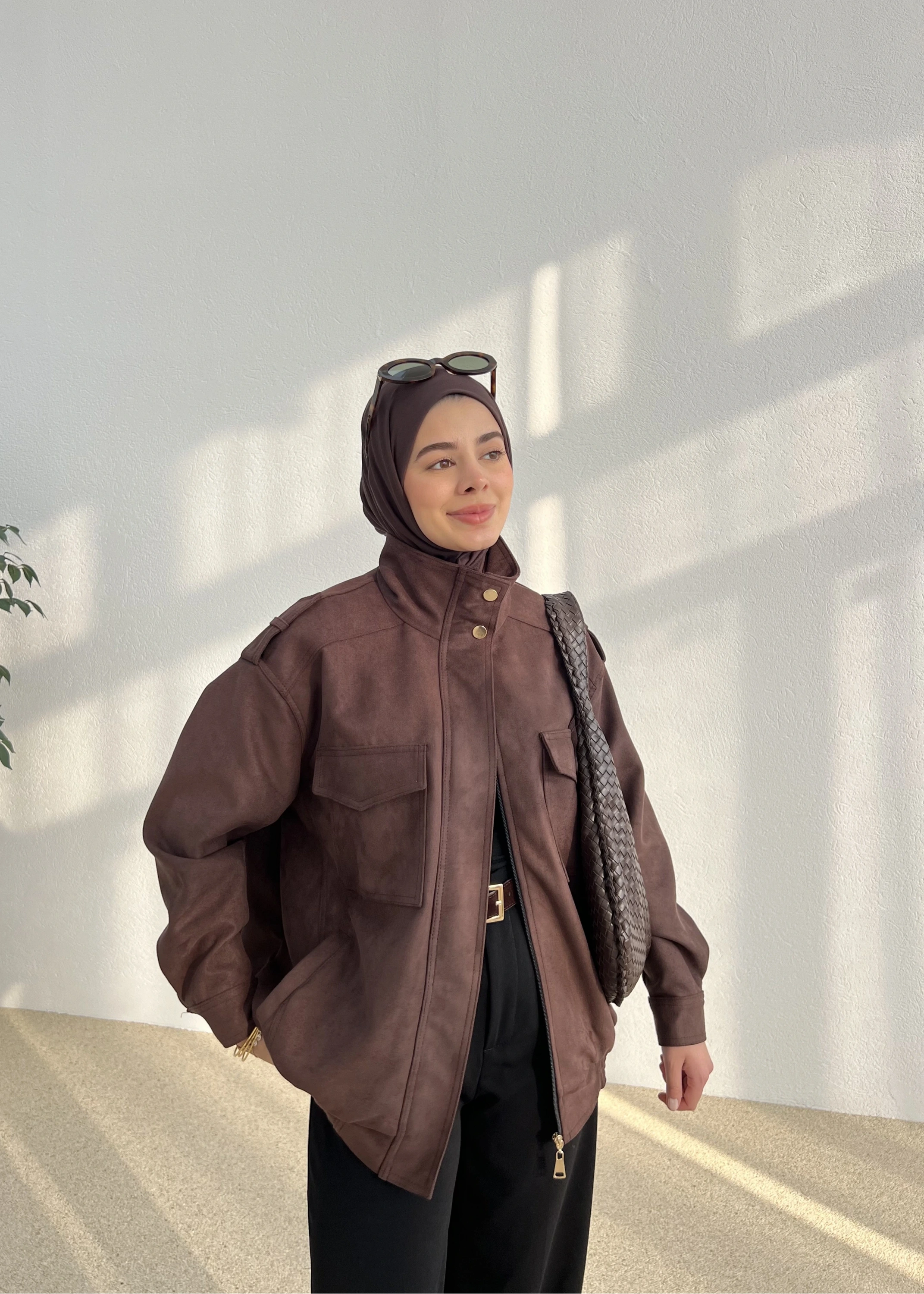 CEPLİ SÜET CEKET ACI KAHVE