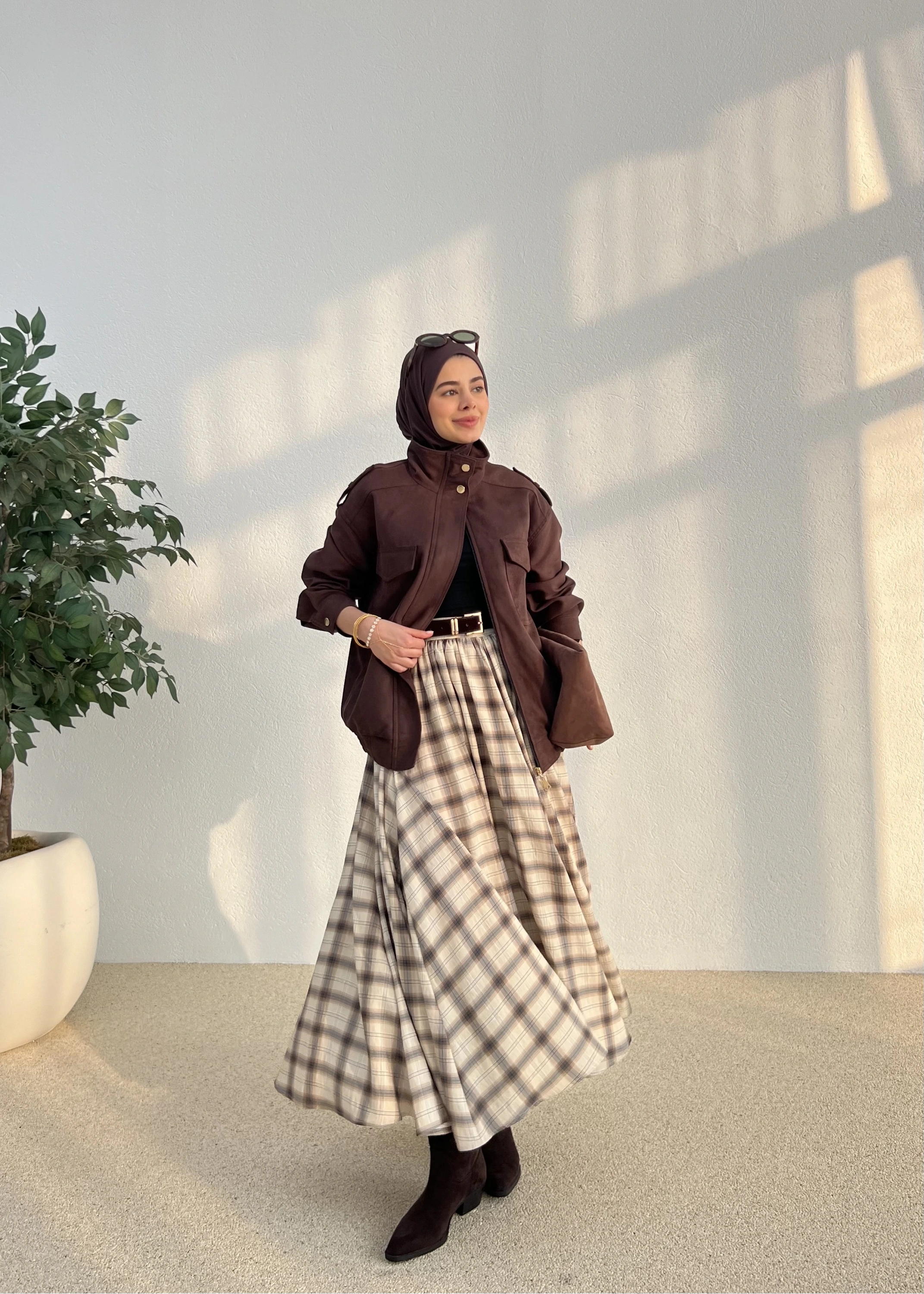 CEPLİ SÜET CEKET ACI KAHVE