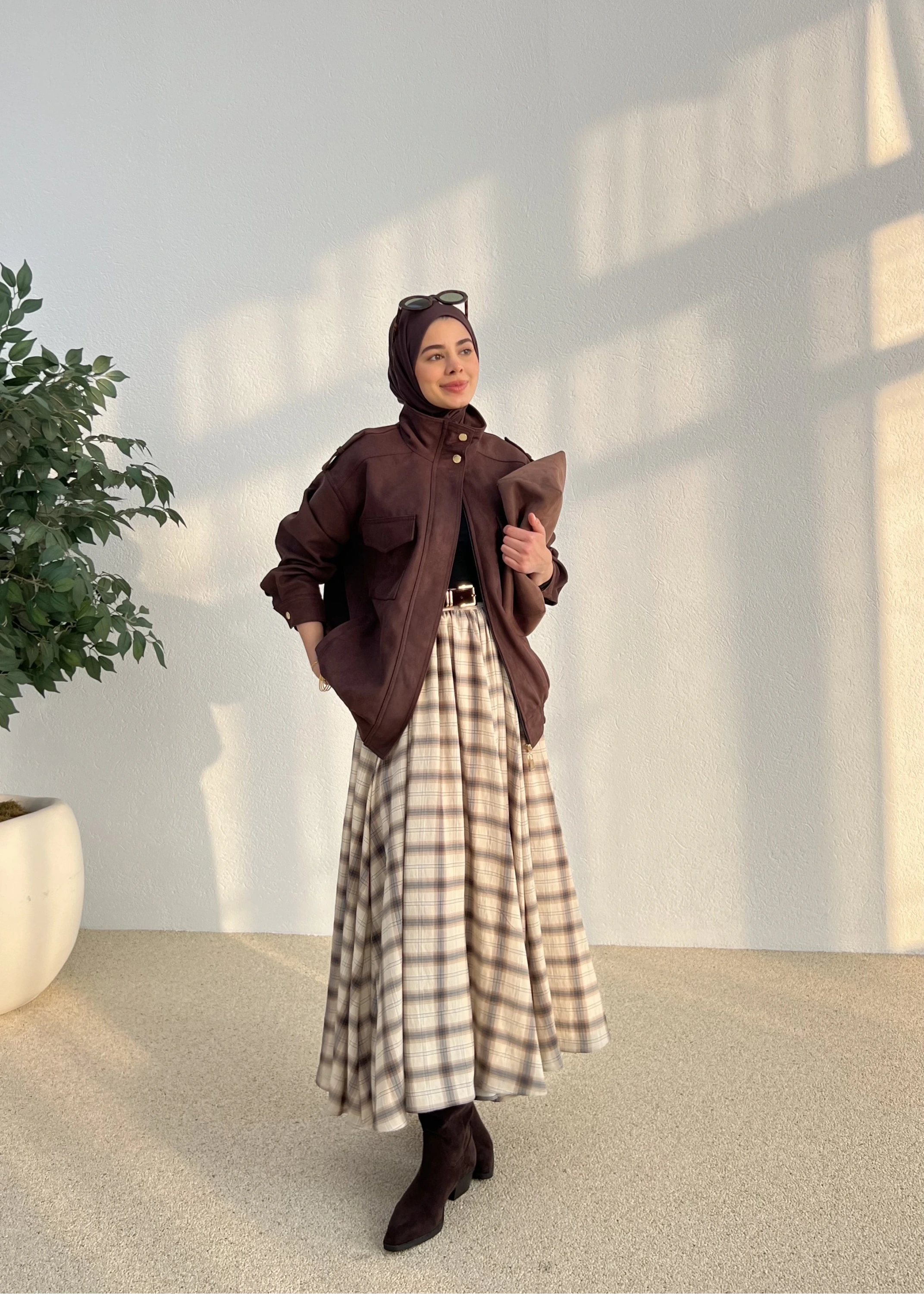 CEPLİ SÜET CEKET ACI KAHVE