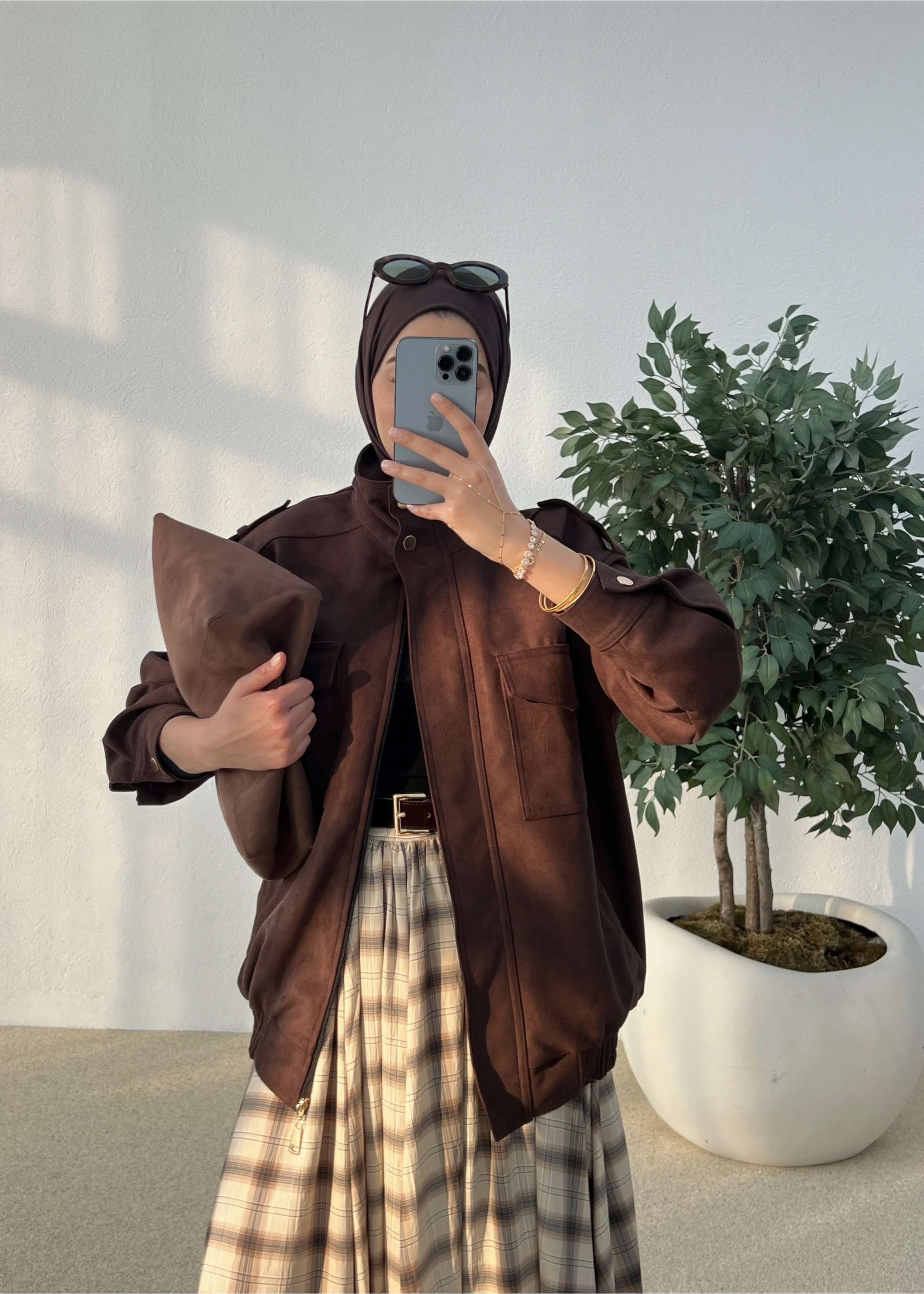 CEPLİ SÜET CEKET ACI KAHVE