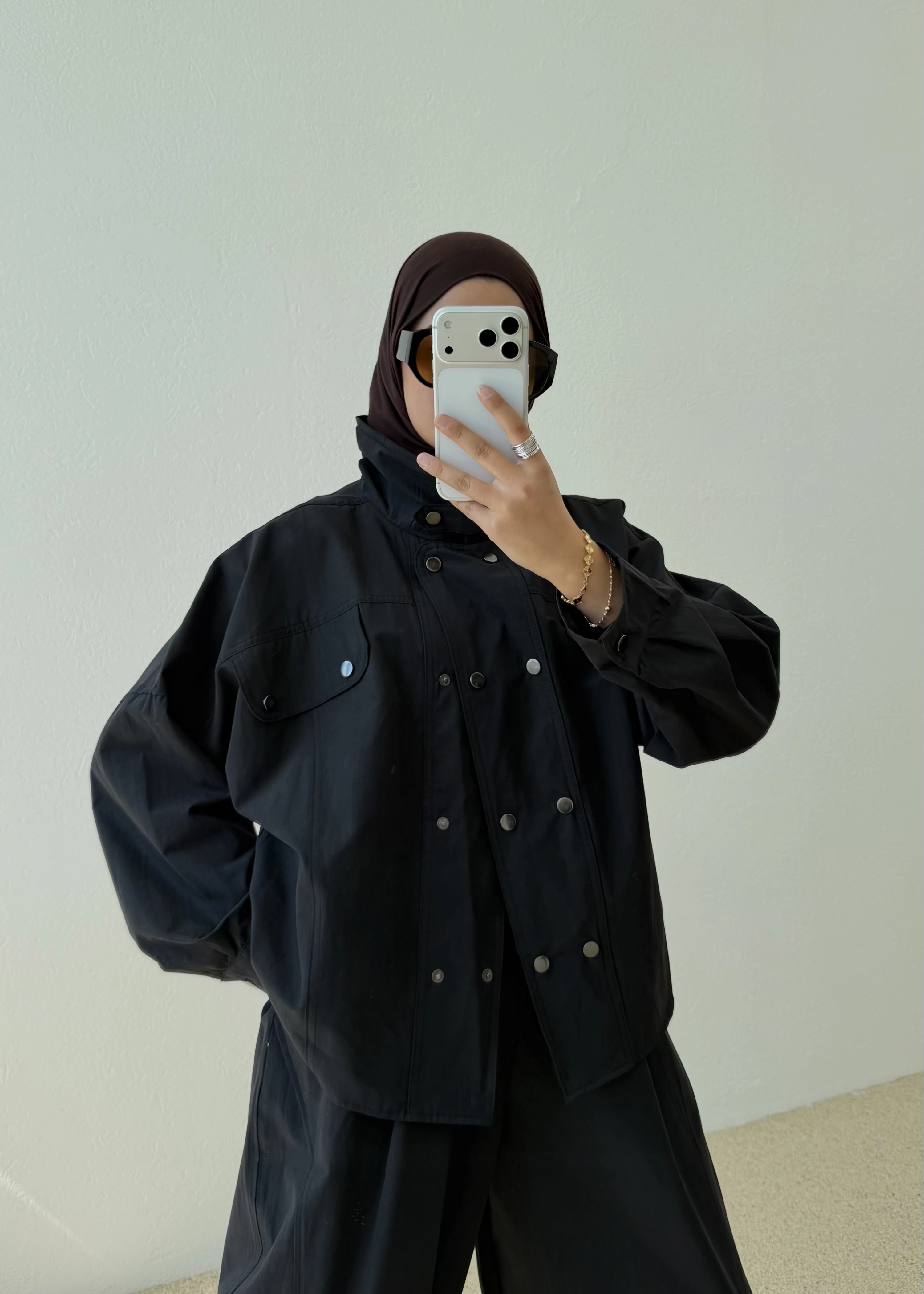 ÇİFT ÇITÇIT DETAYLI GÖMLEK TAKIM SİYAH