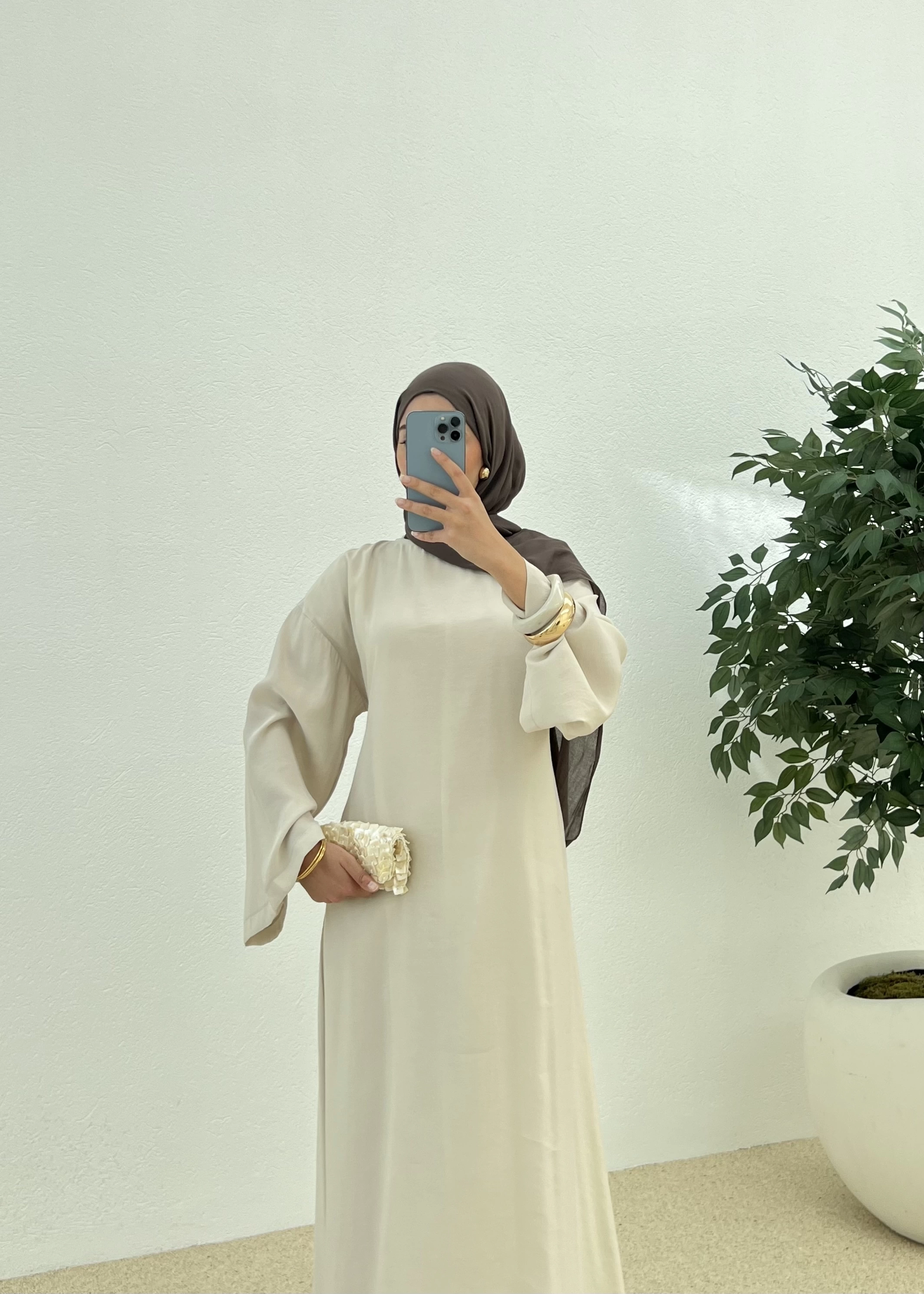 ÇİFT İP ZARİF ARABİK ELBİSE bej