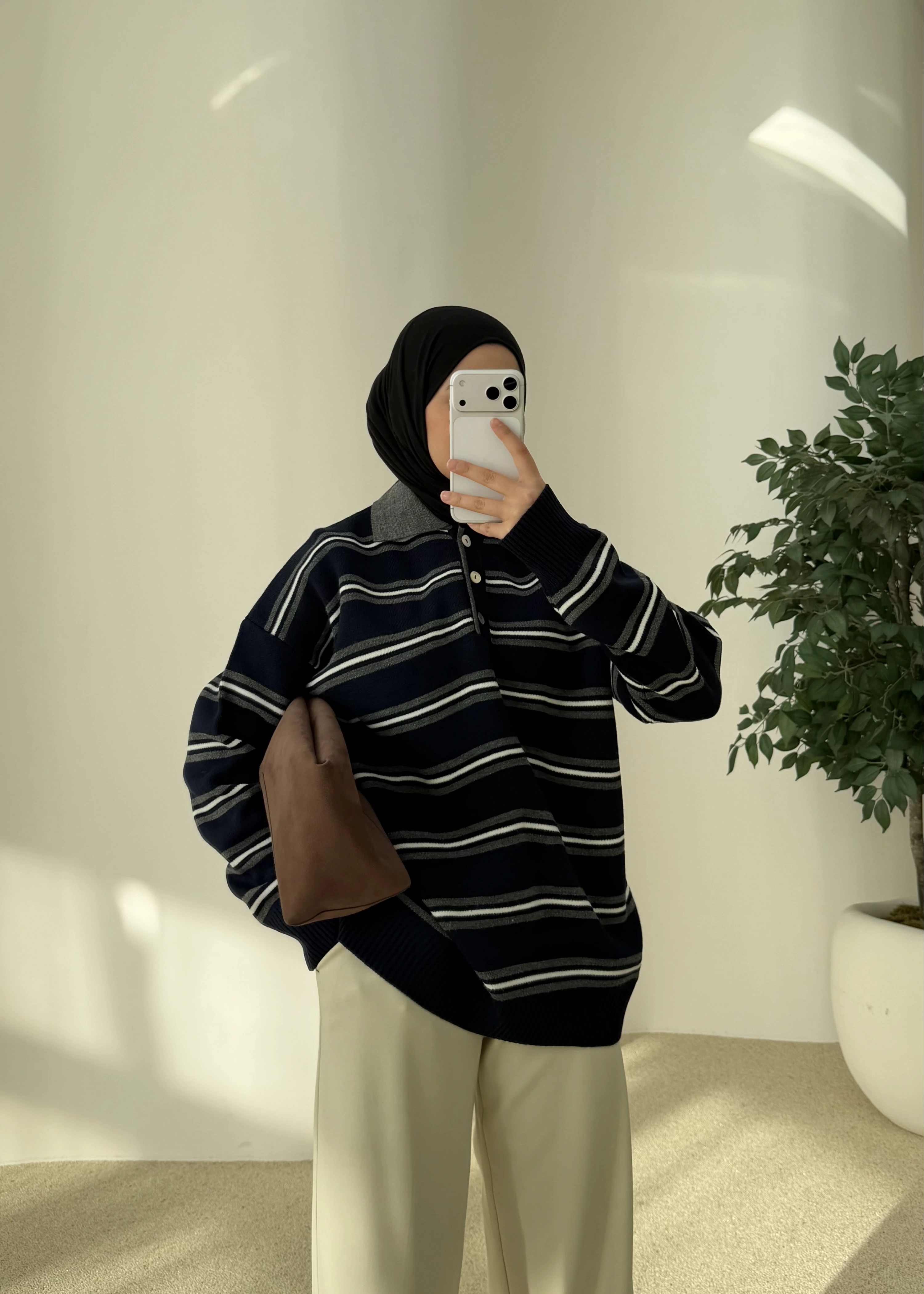 ÇİZGİLİ TRİKO KAZAK lacivert