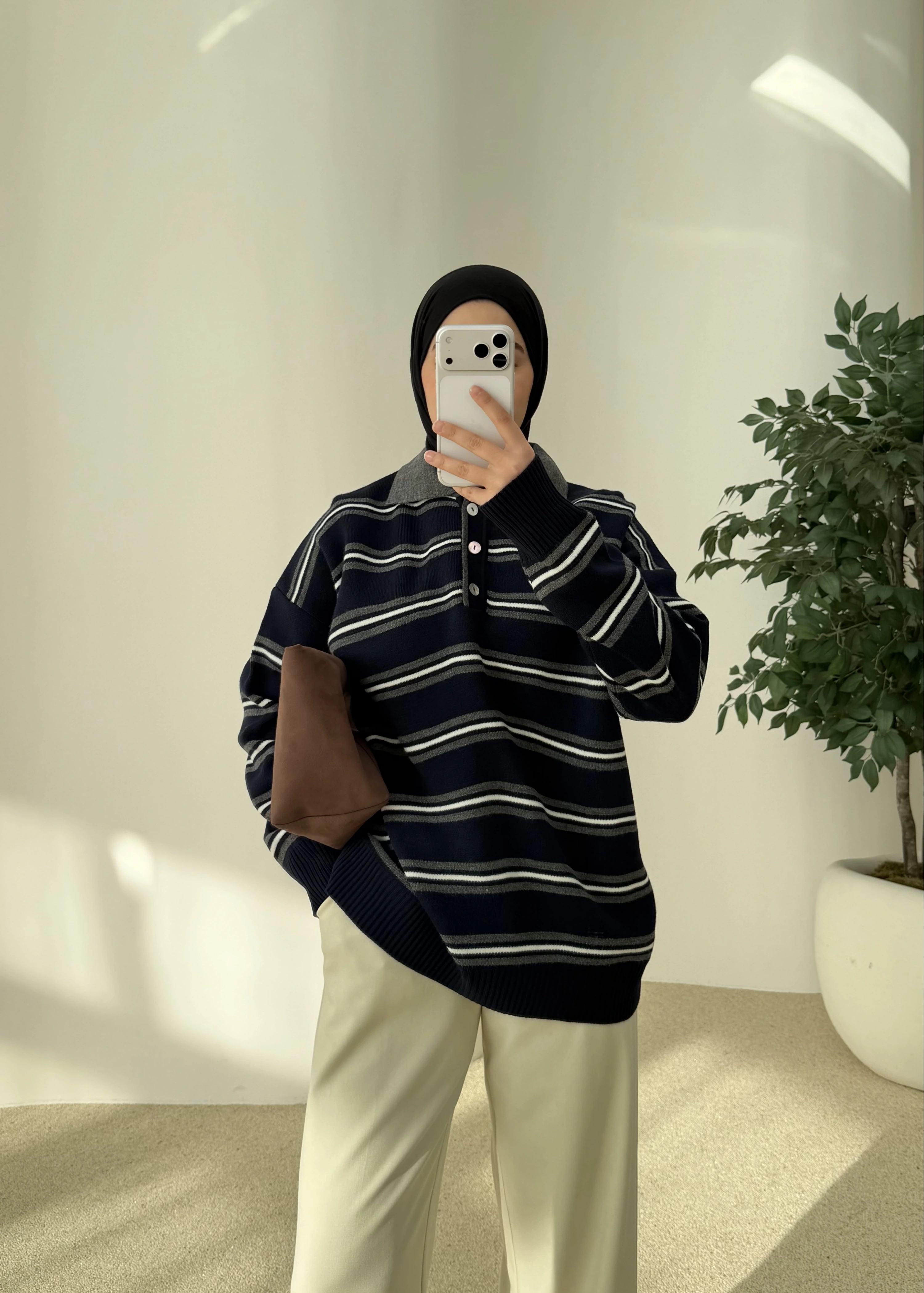 ÇİZGİLİ TRİKO KAZAK lacivert