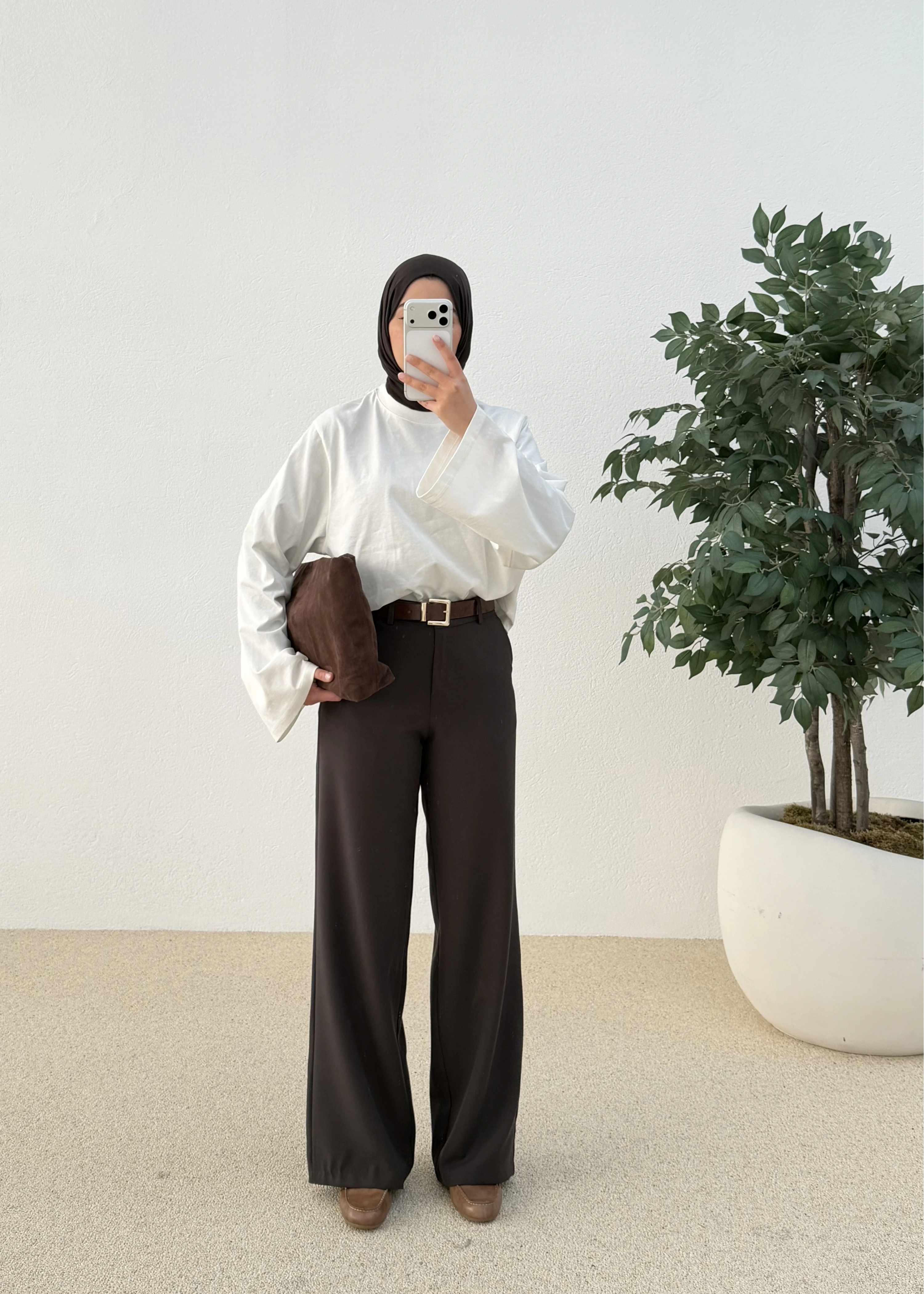 DERİ KEMERLİ PALAZZO koyukahve