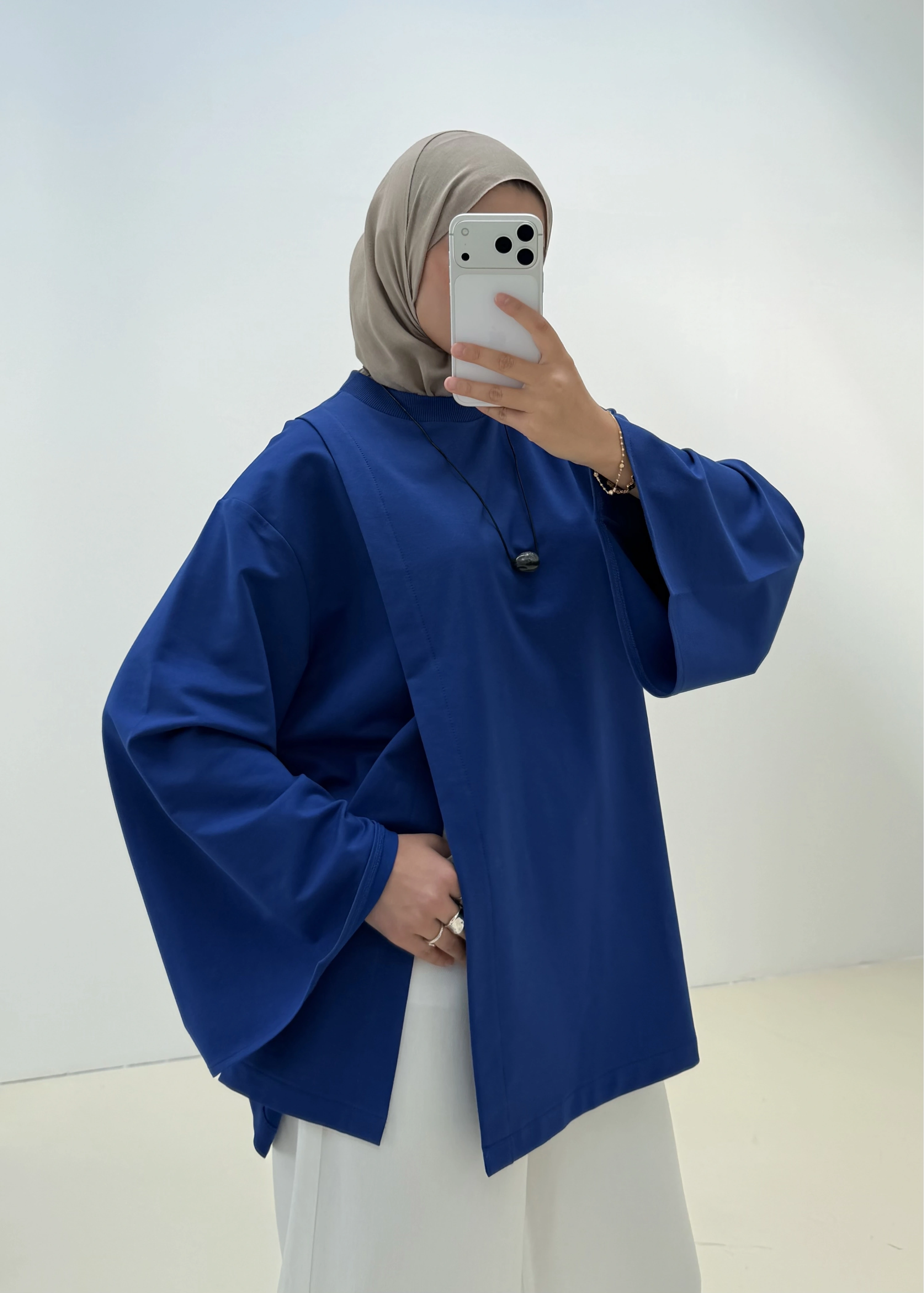 DERİN YIRTMAÇ SWEAT BLUZ mavi