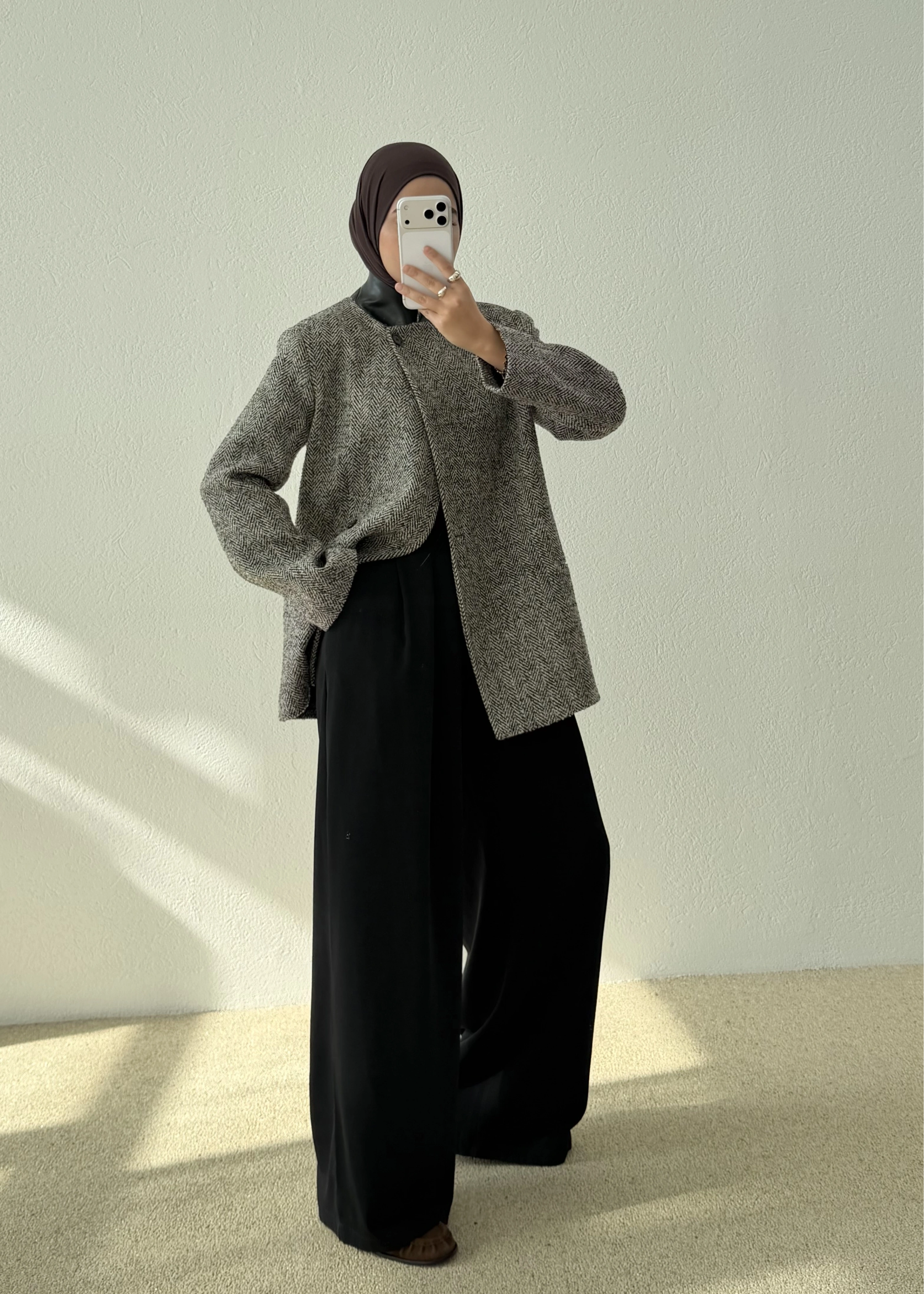 DESENLİ TEK DÜĞME KABAN CEKET