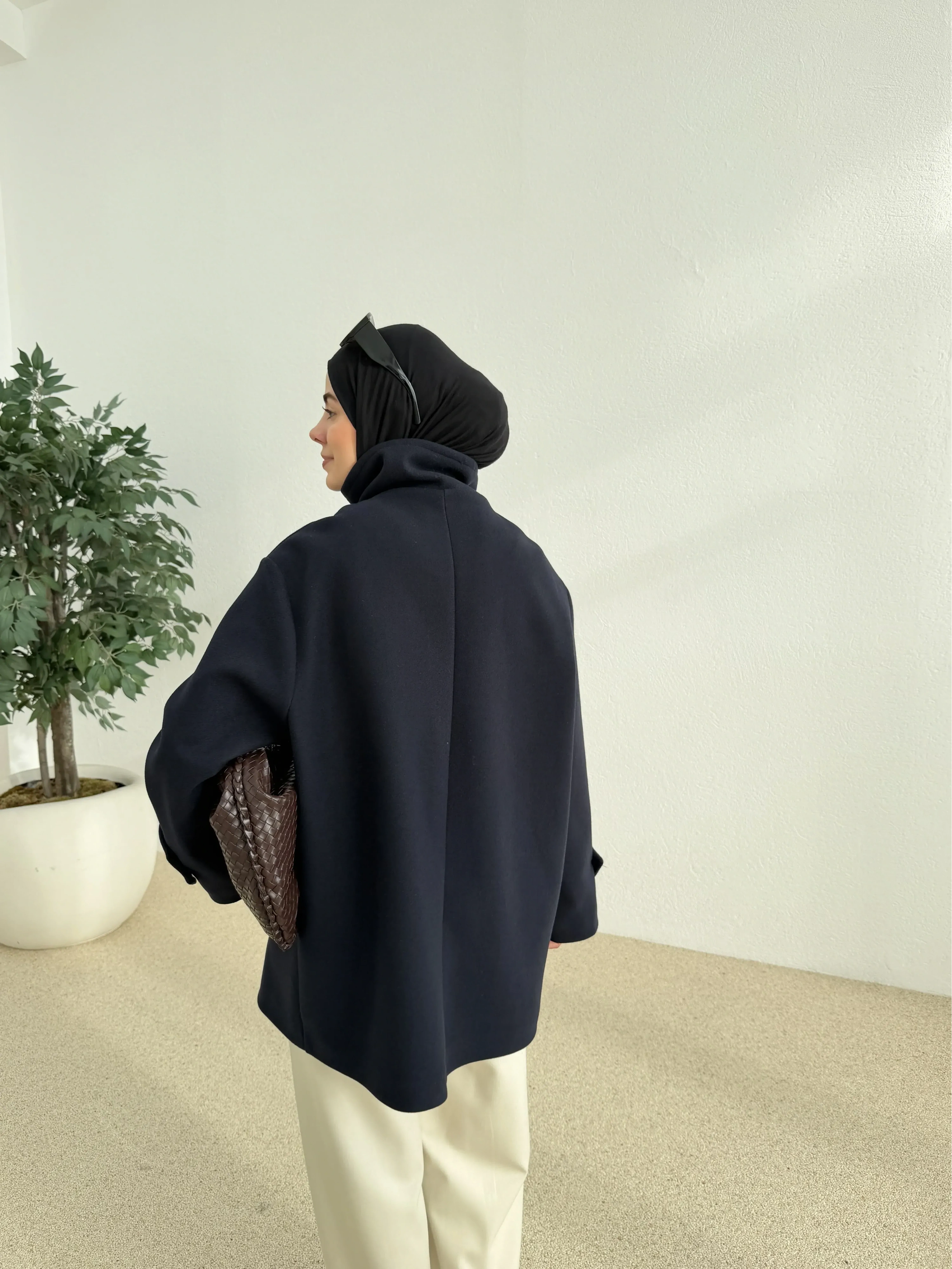 DİK YAKA KAŞE KABAN lacivert