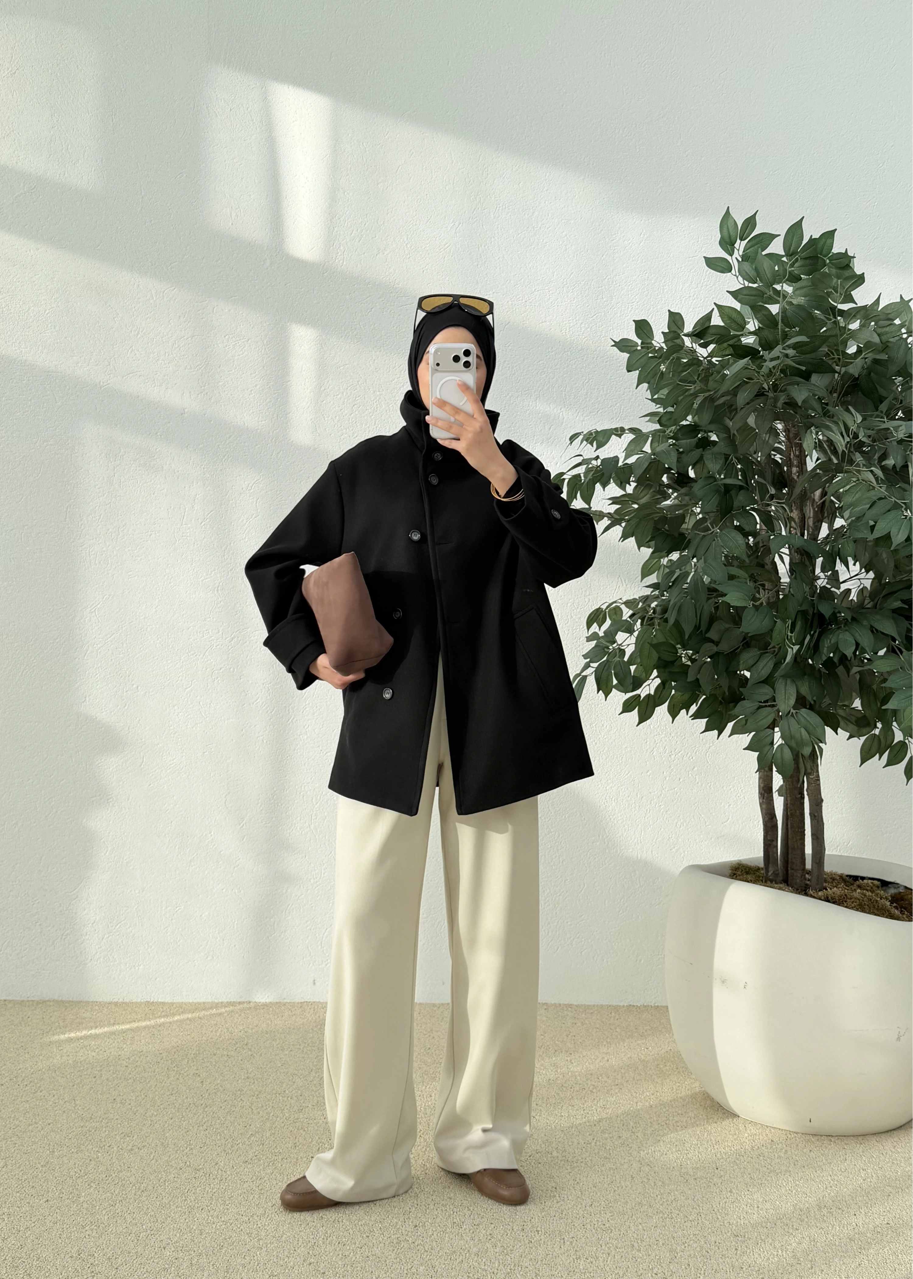 DİK YAKA KAŞE KABAN siyah