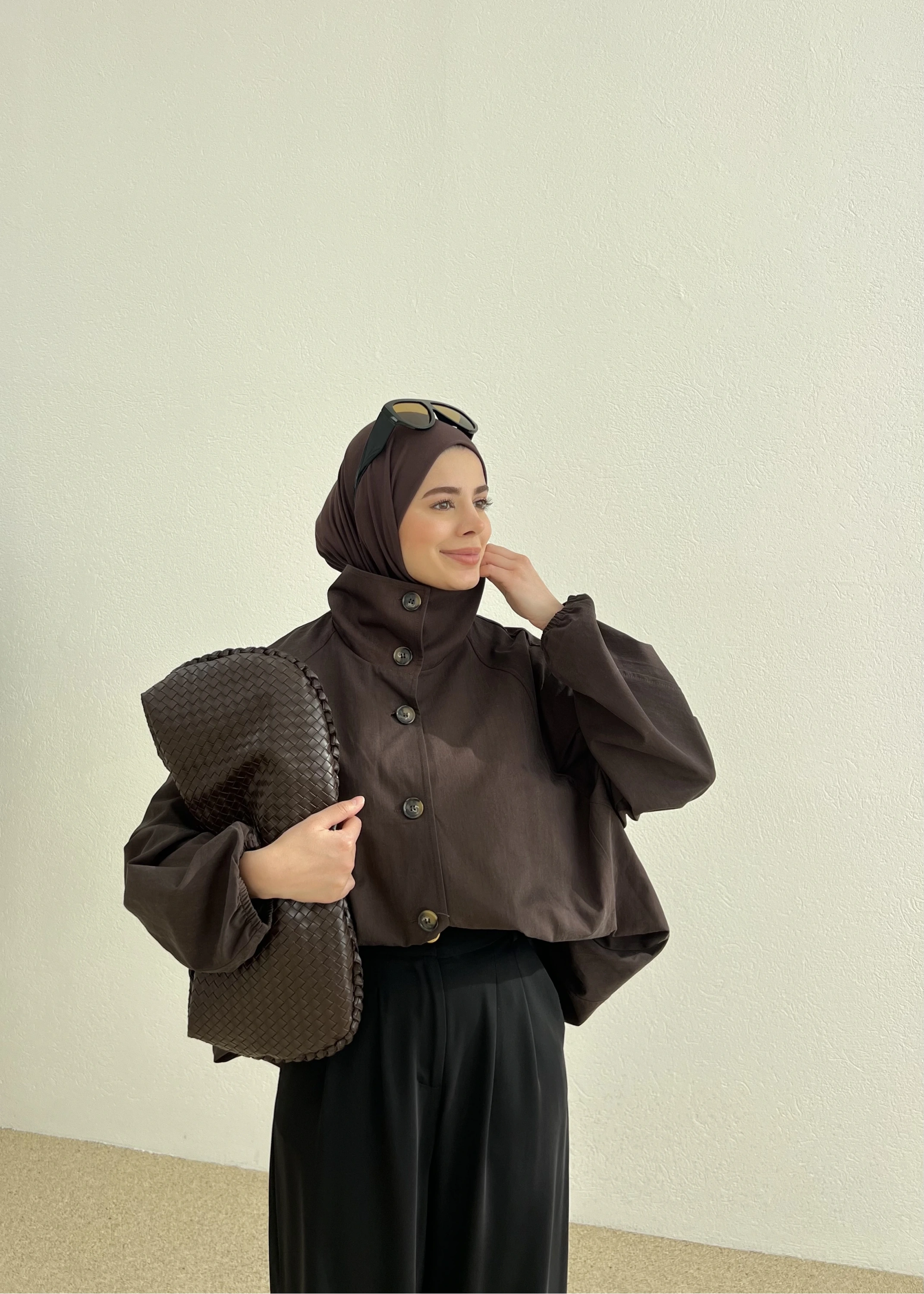 Dık yaka TRENÇKOT mng kahve