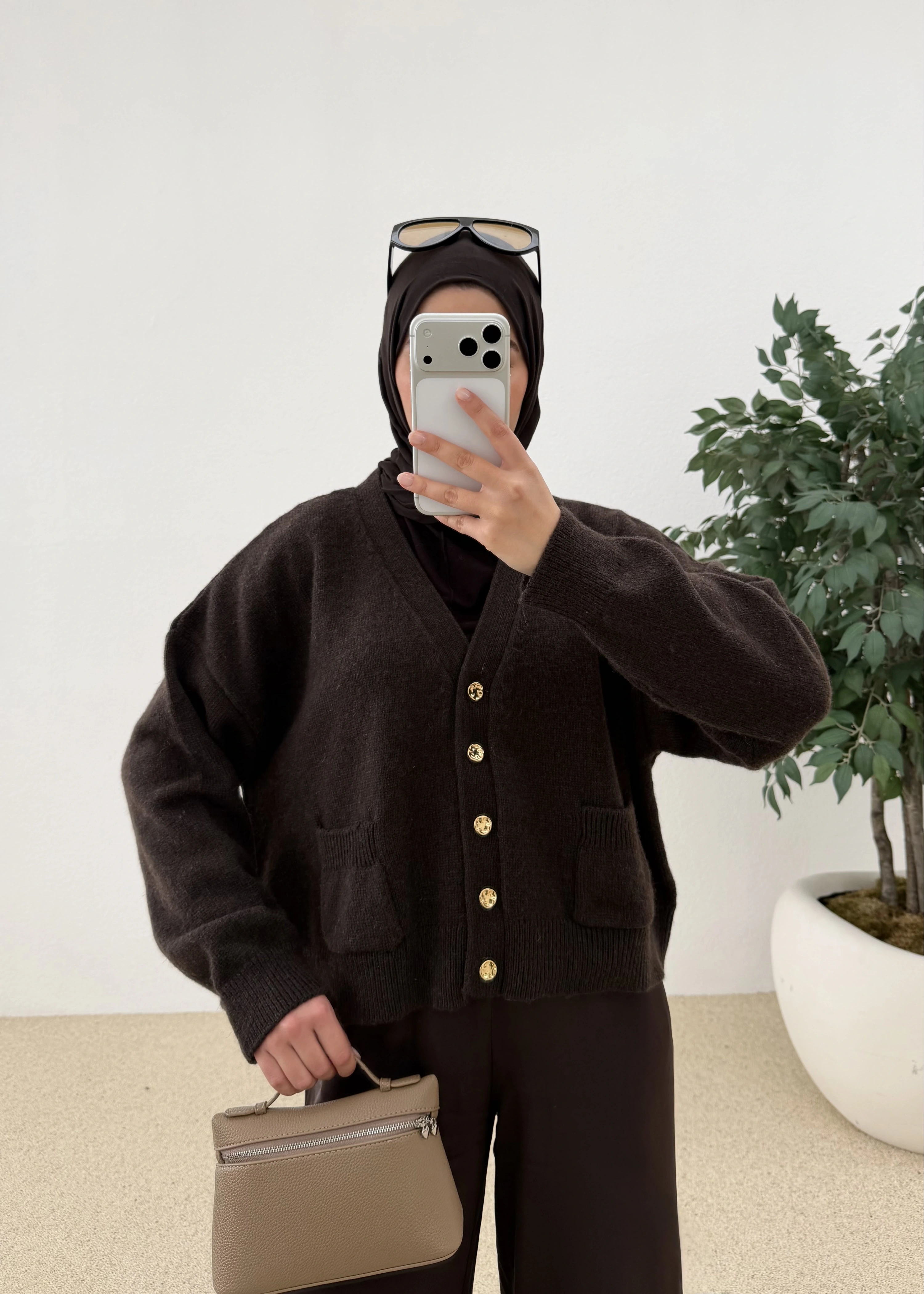 DİLVİN KISA DÜĞMELİ HIRKA ACI KAHVE