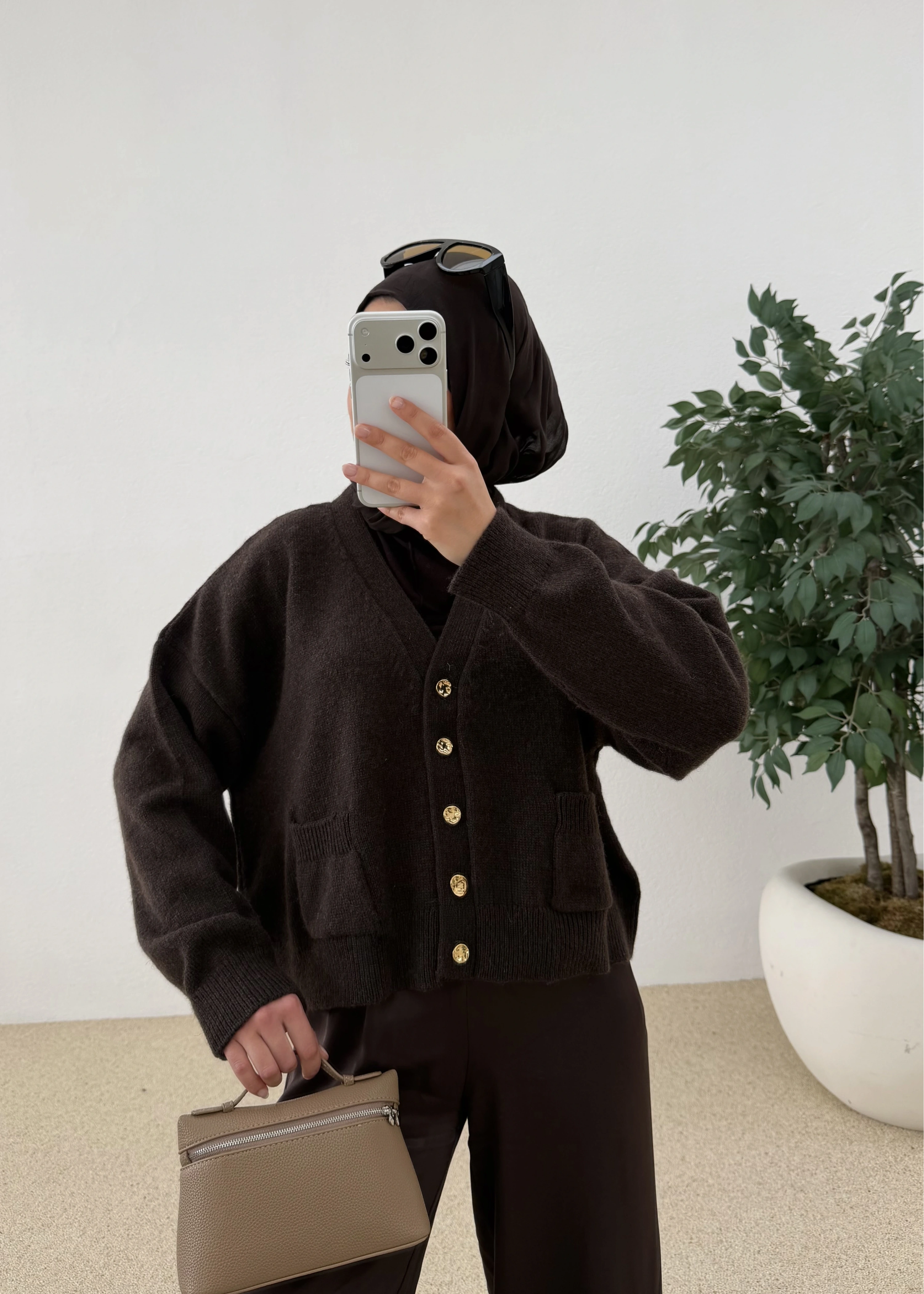 DİLVİN KISA DÜĞMELİ HIRKA ACI KAHVE