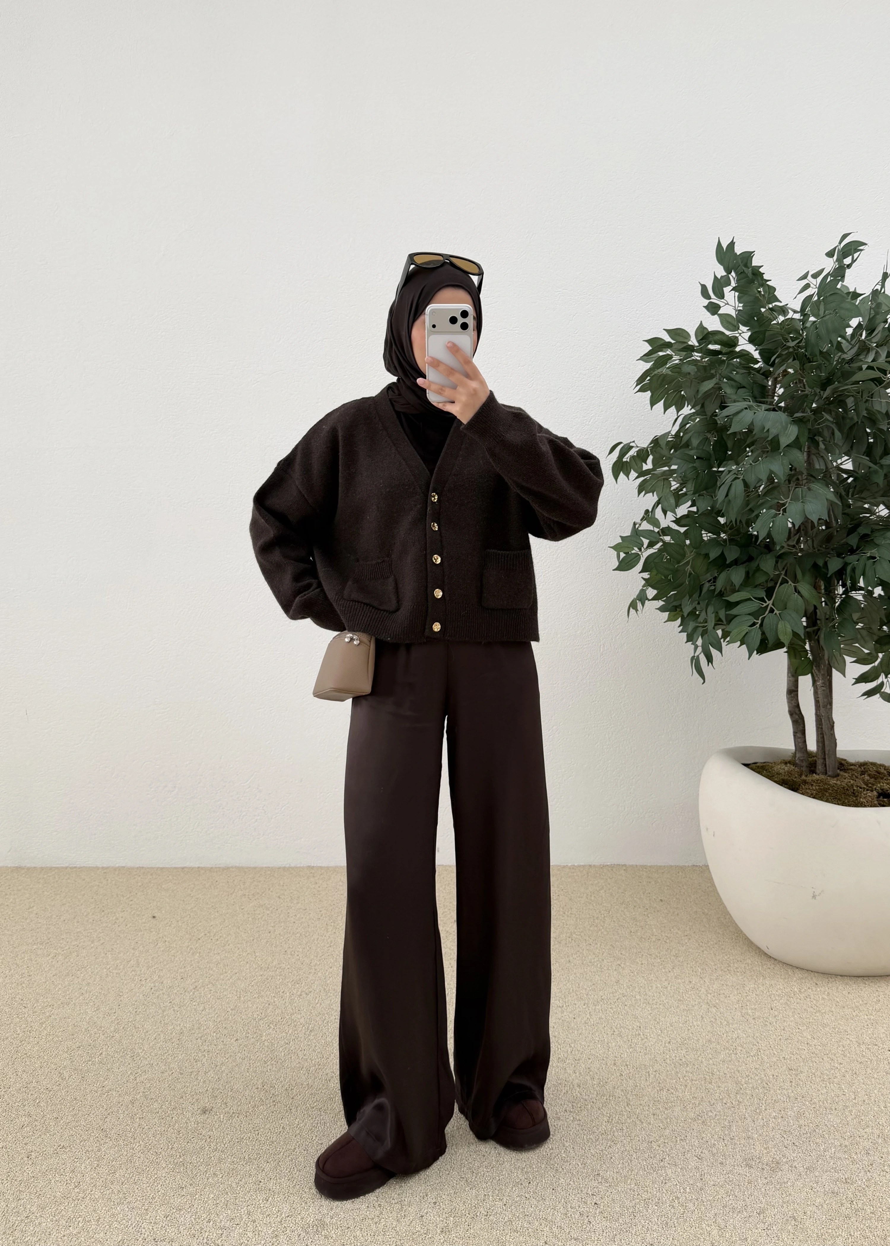 DİLVİN KISA DÜĞMELİ HIRKA ACI KAHVE